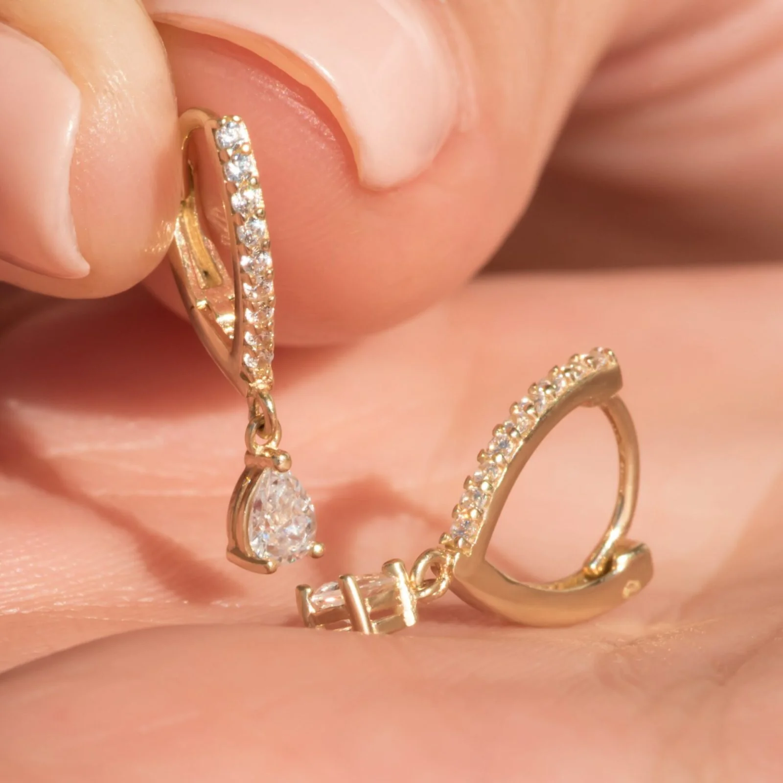 Pear Dangling Huggie Earrings — additional product image 4 from AntEva Crafts