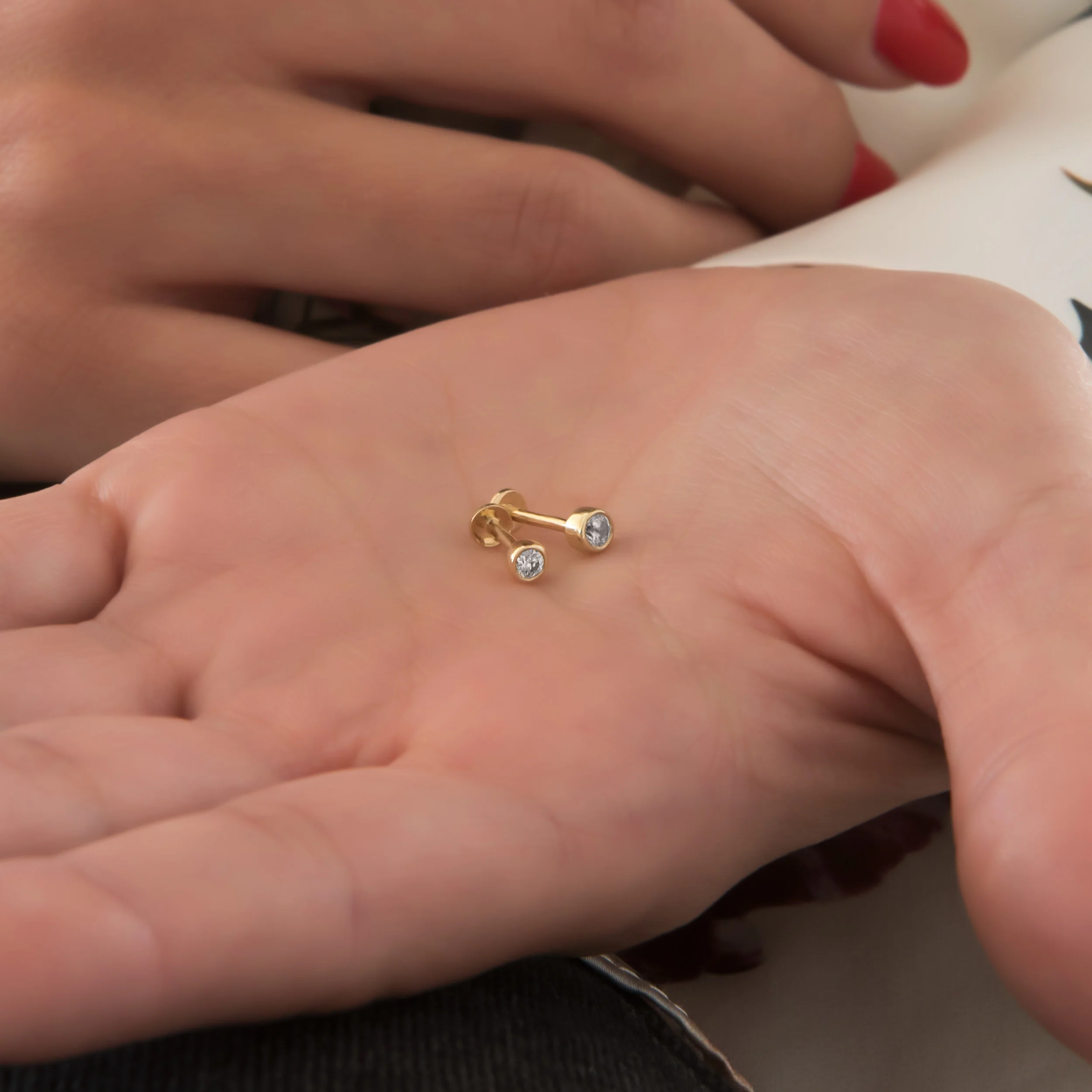16 gauge Solitaire Tragus Piercing Earrings — additional product image 4 from AntEva Crafts
