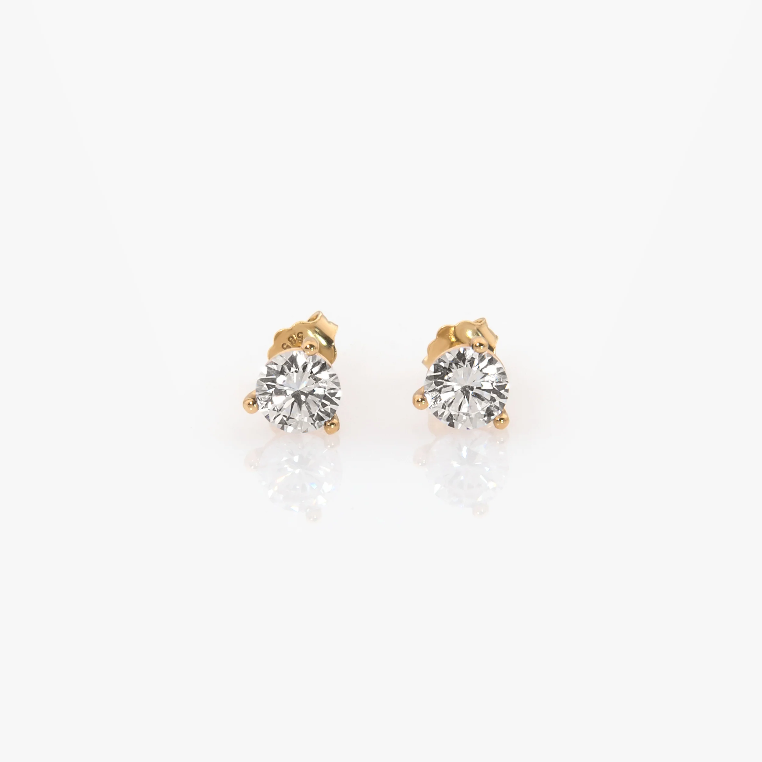 14K Solid Gold Round Stud Earrings – Lab-Grown Diamond or CZ Studs — additional product image 9 from AntEva Crafts