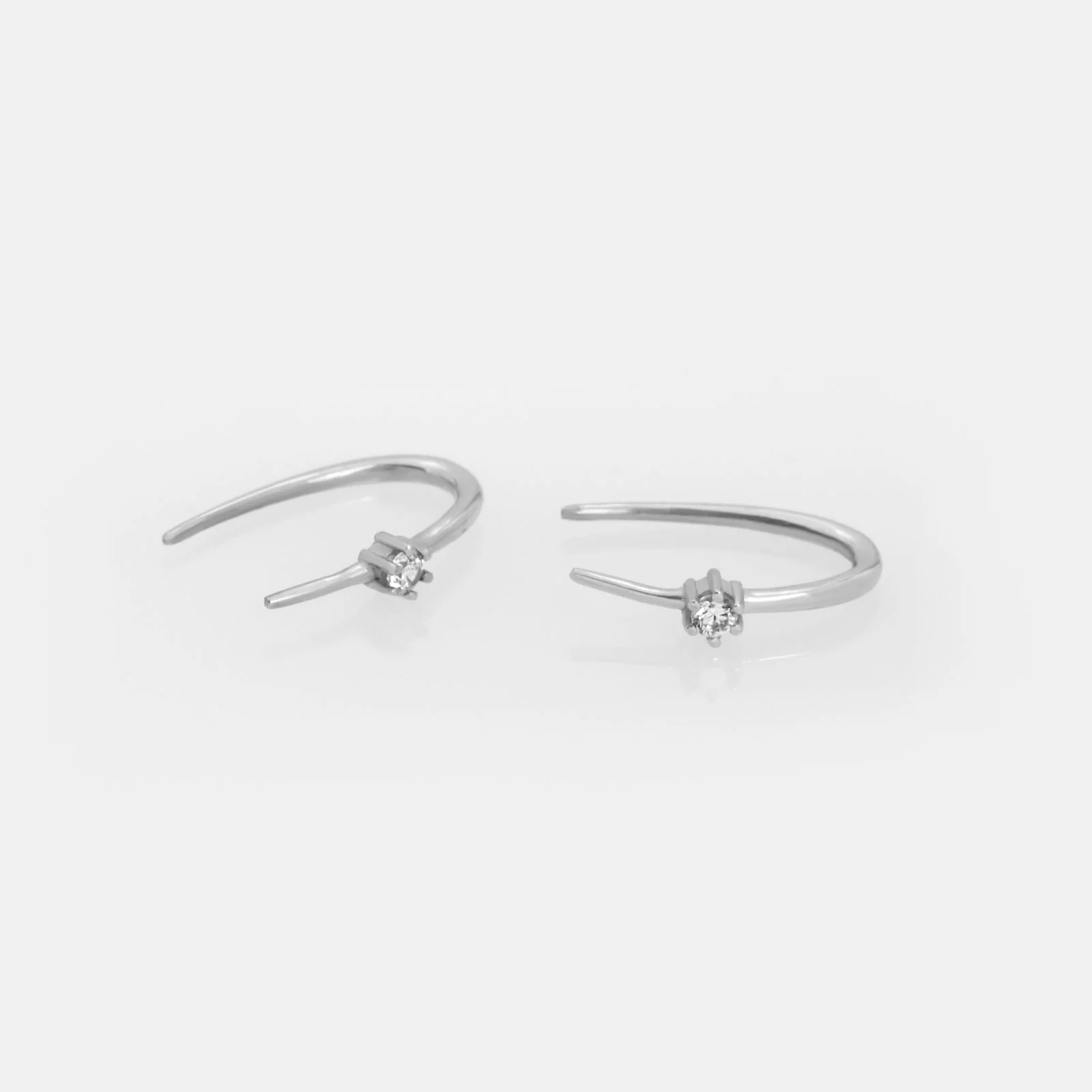 Open Arc Hoops with One Gemstone — additional product image 3 from AntEva Crafts