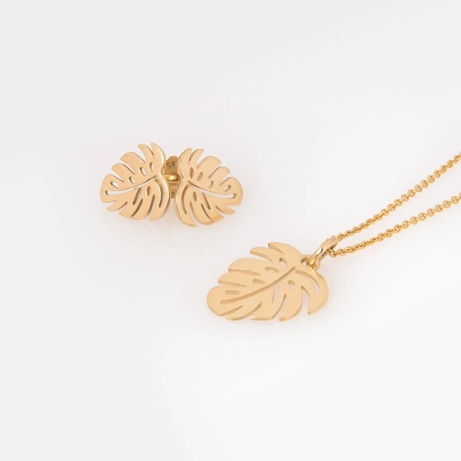 Monstera Leaf Stud Earrings — additional product image 5 from AntEva Crafts