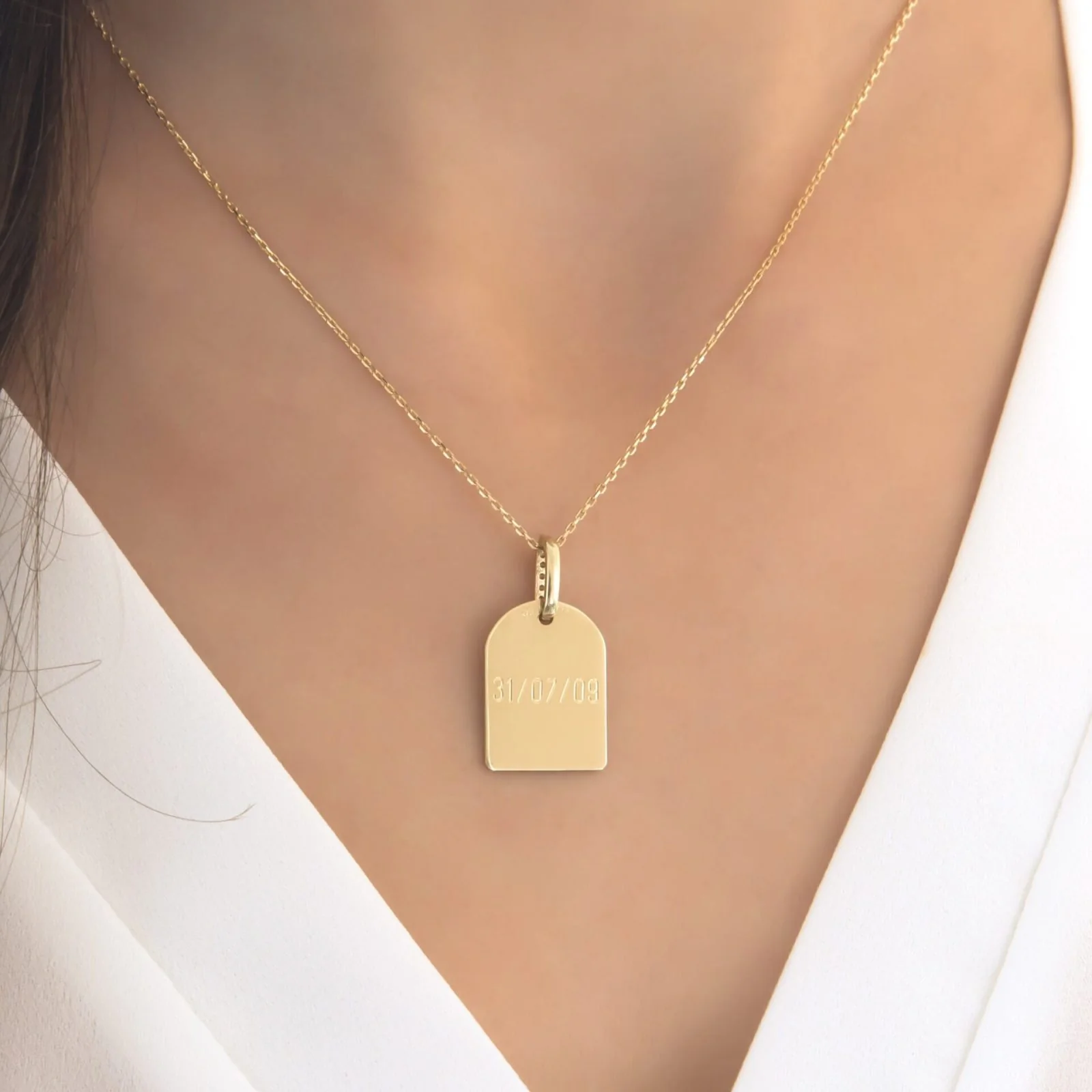 Monogram Tag Gemstone Necklace — additional product image 4 from AntEva Crafts