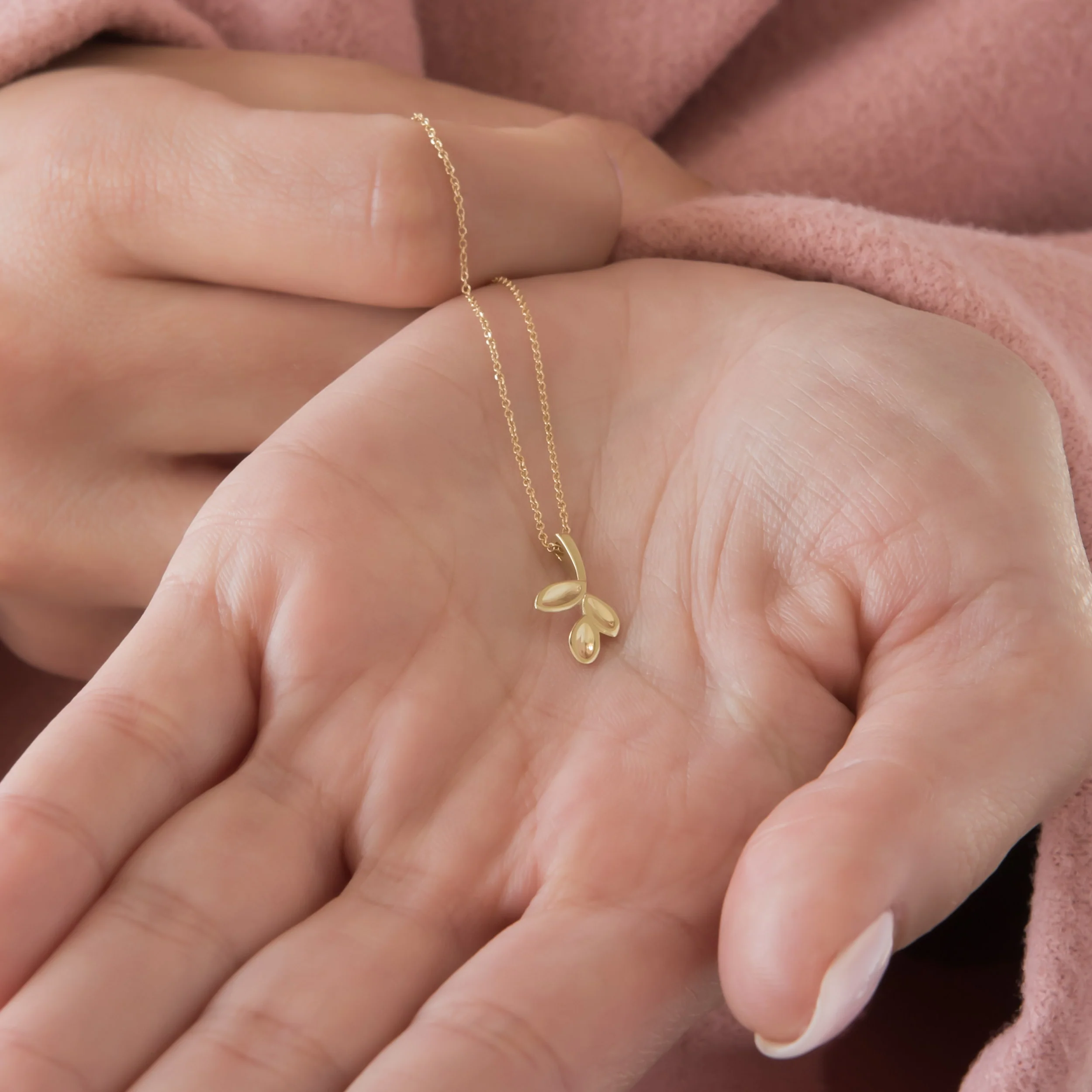 Olive Leaf 14k Gold Vermeil Necklace — additional product image 3 from AntEva Crafts