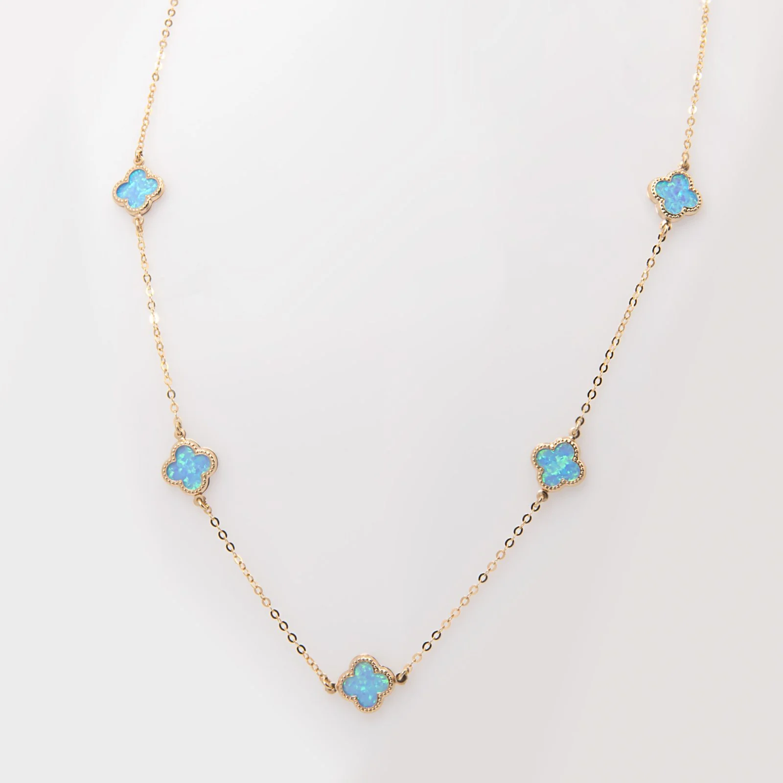 Blue Opal Four Leaf Clover Set