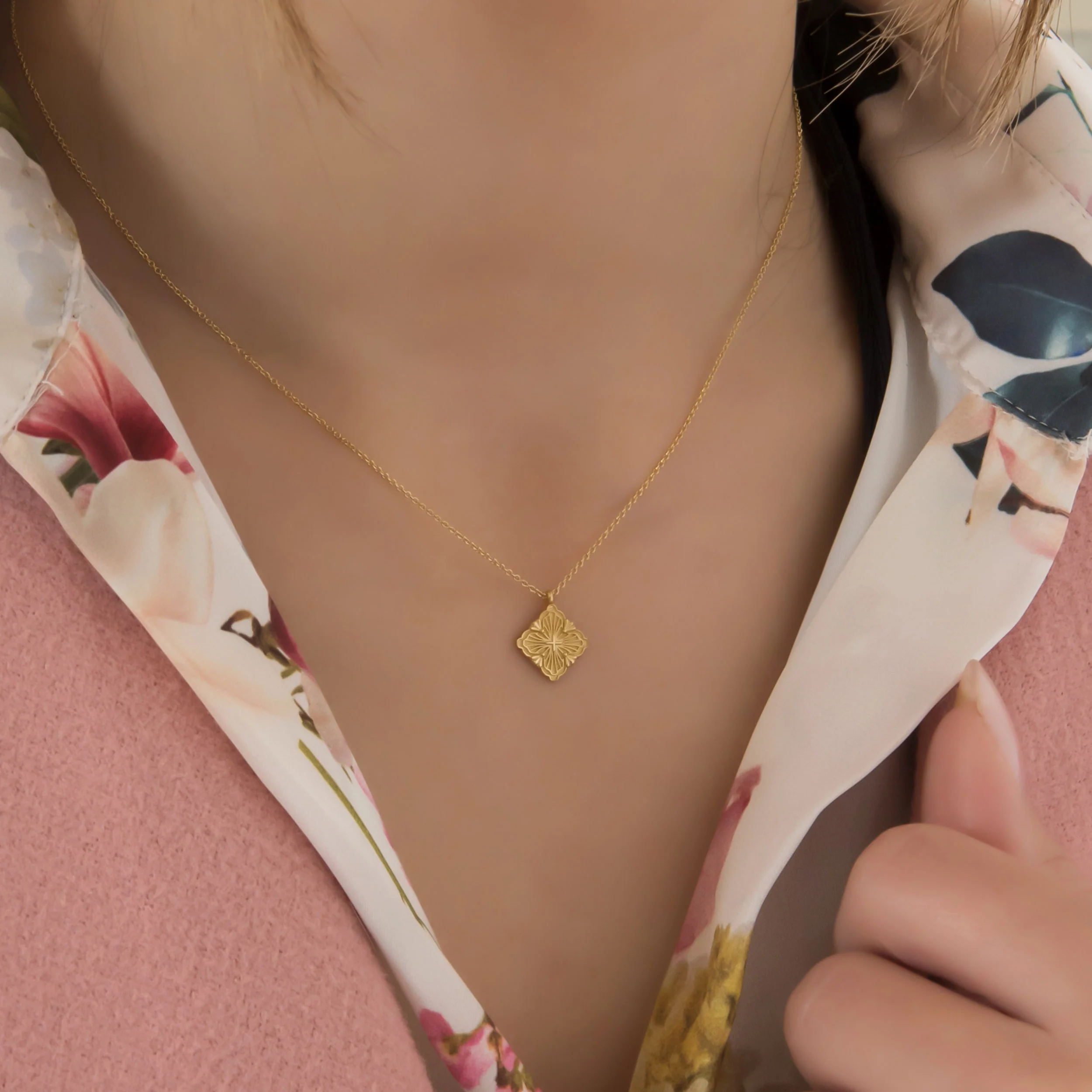 Cross Four-Leaf Clover Necklace — additional product image 2 from AntEva Crafts
