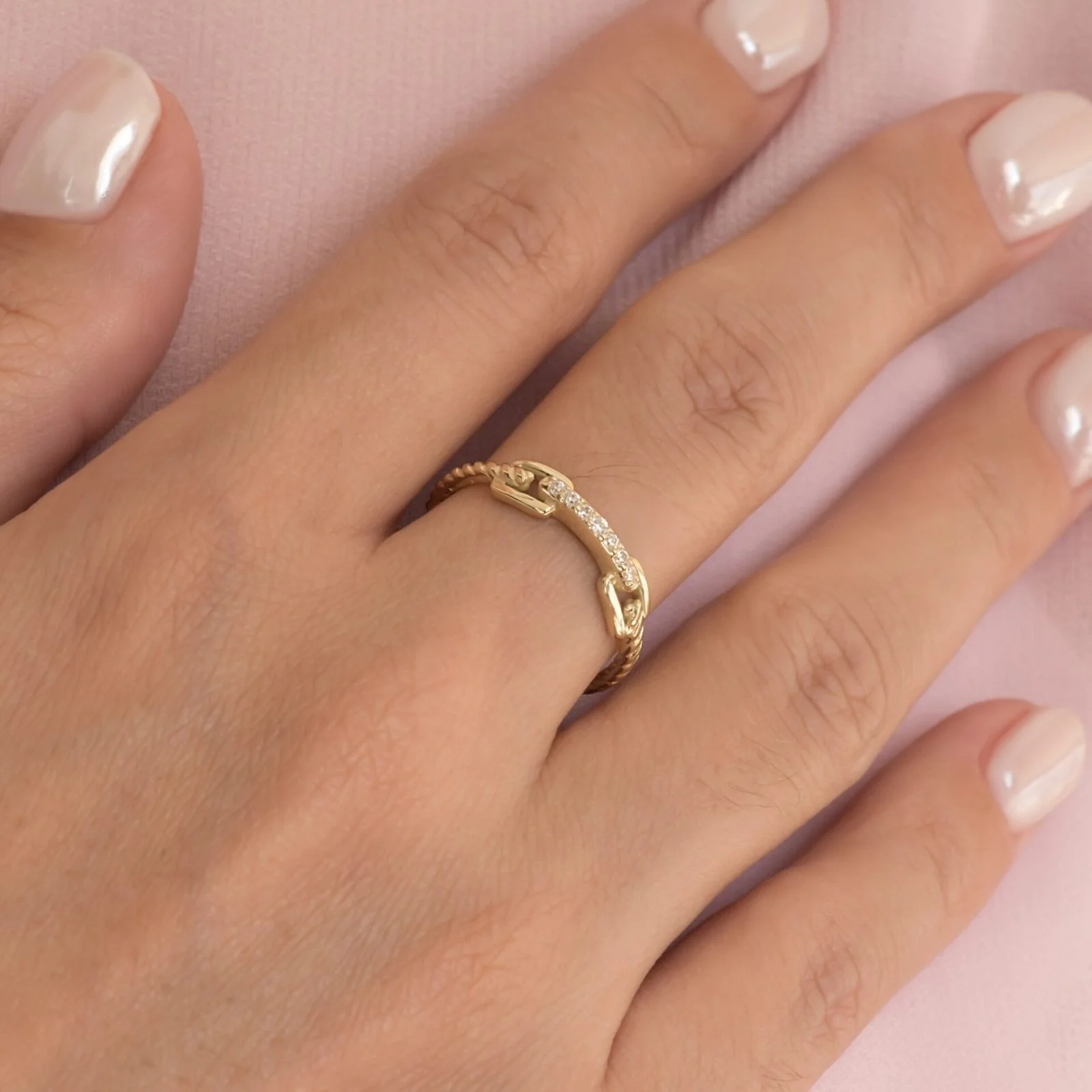 Chain Link Diamond Ring — additional product image 4 from AntEva Crafts