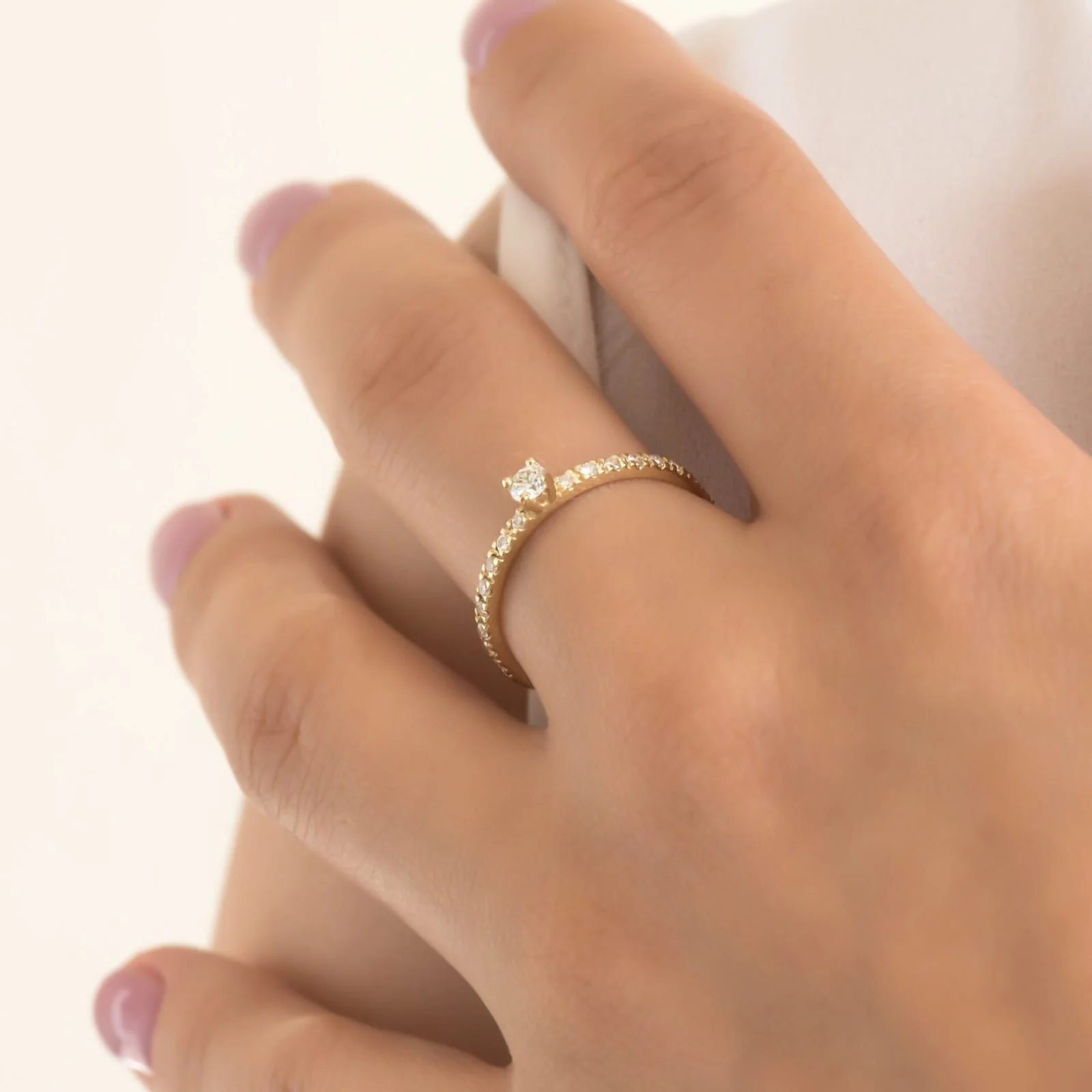 Diamond Solitaire Ring with 16 Side Diamonds — additional product image 4 from AntEva Crafts