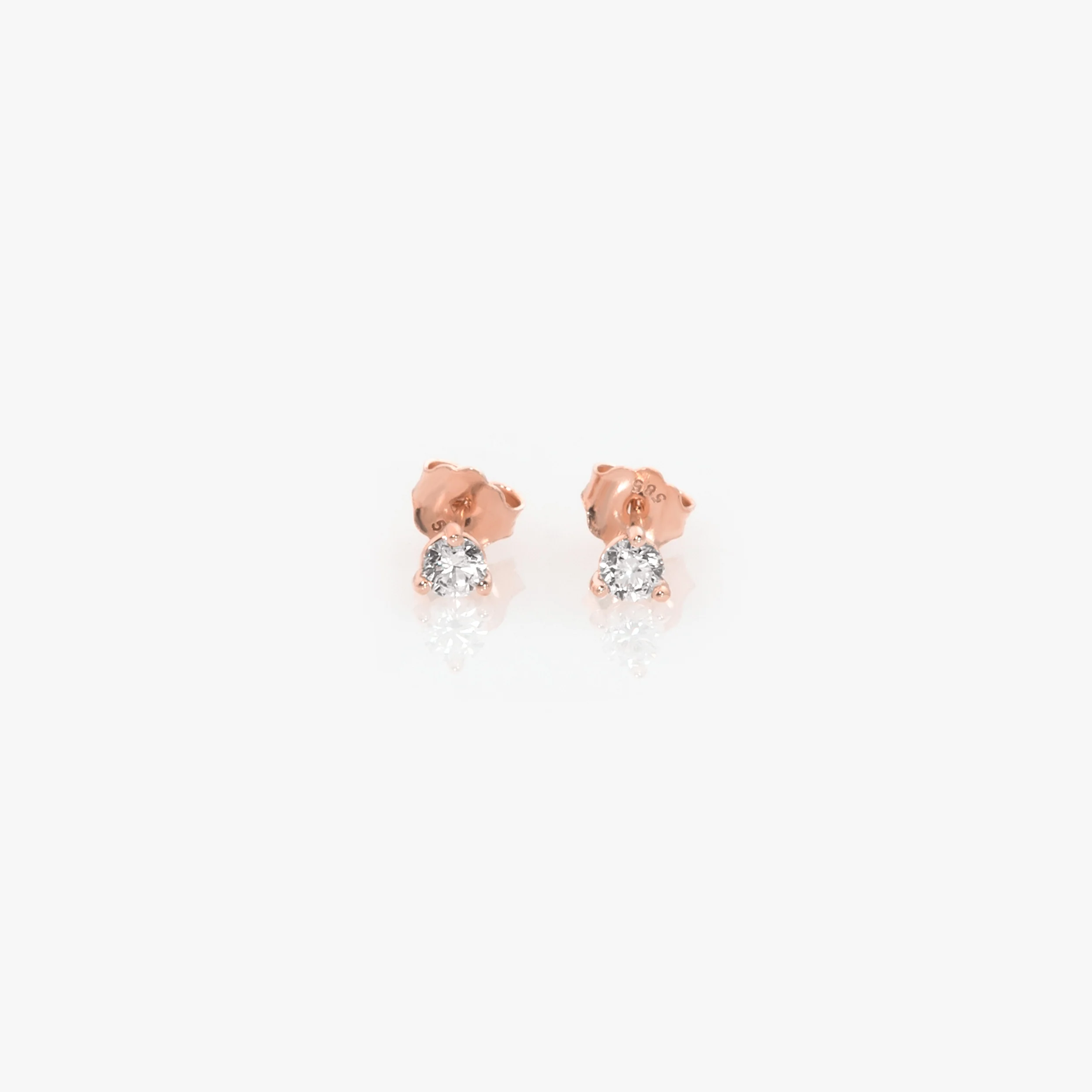 14K Solid Gold Round Stud Earrings – Lab-Grown Diamond or CZ Studs — additional product image 8 from AntEva Crafts