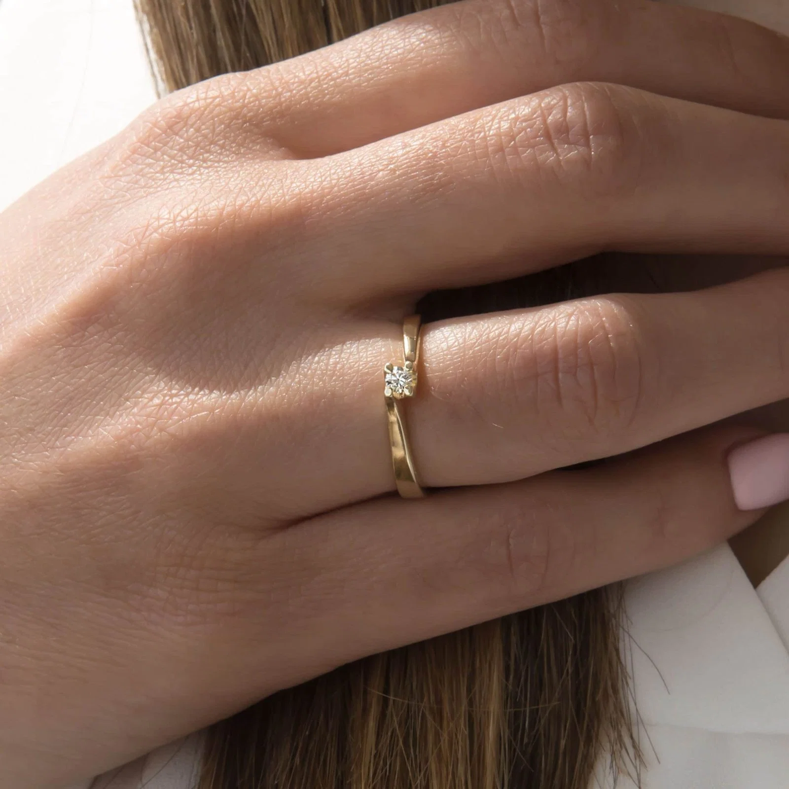 14k Diamond Solitaire Ring — additional product image 3 from AntEva Crafts
