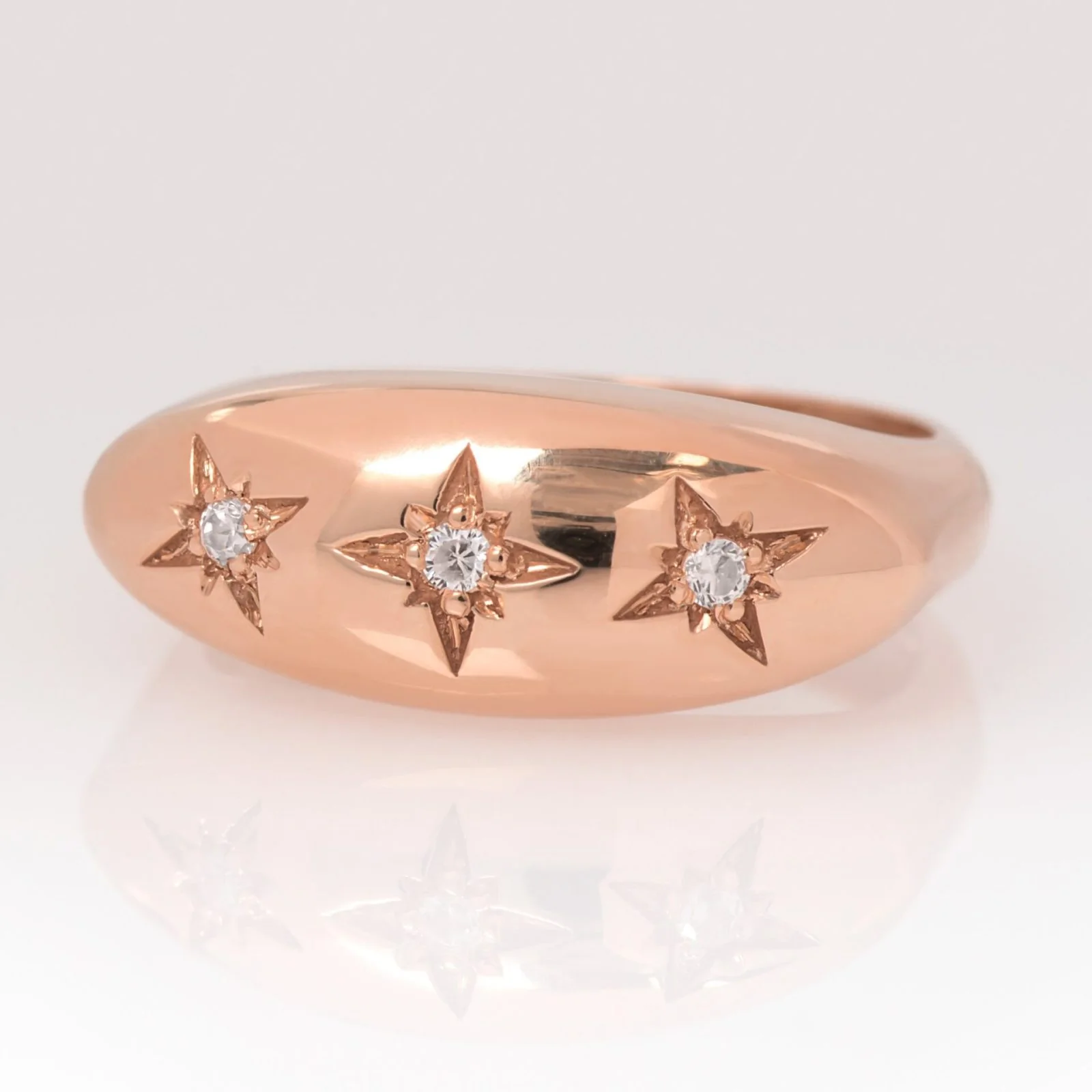 Diamond North Star Ring with 3 Diamonds — additional product image 7 from AntEva Crafts