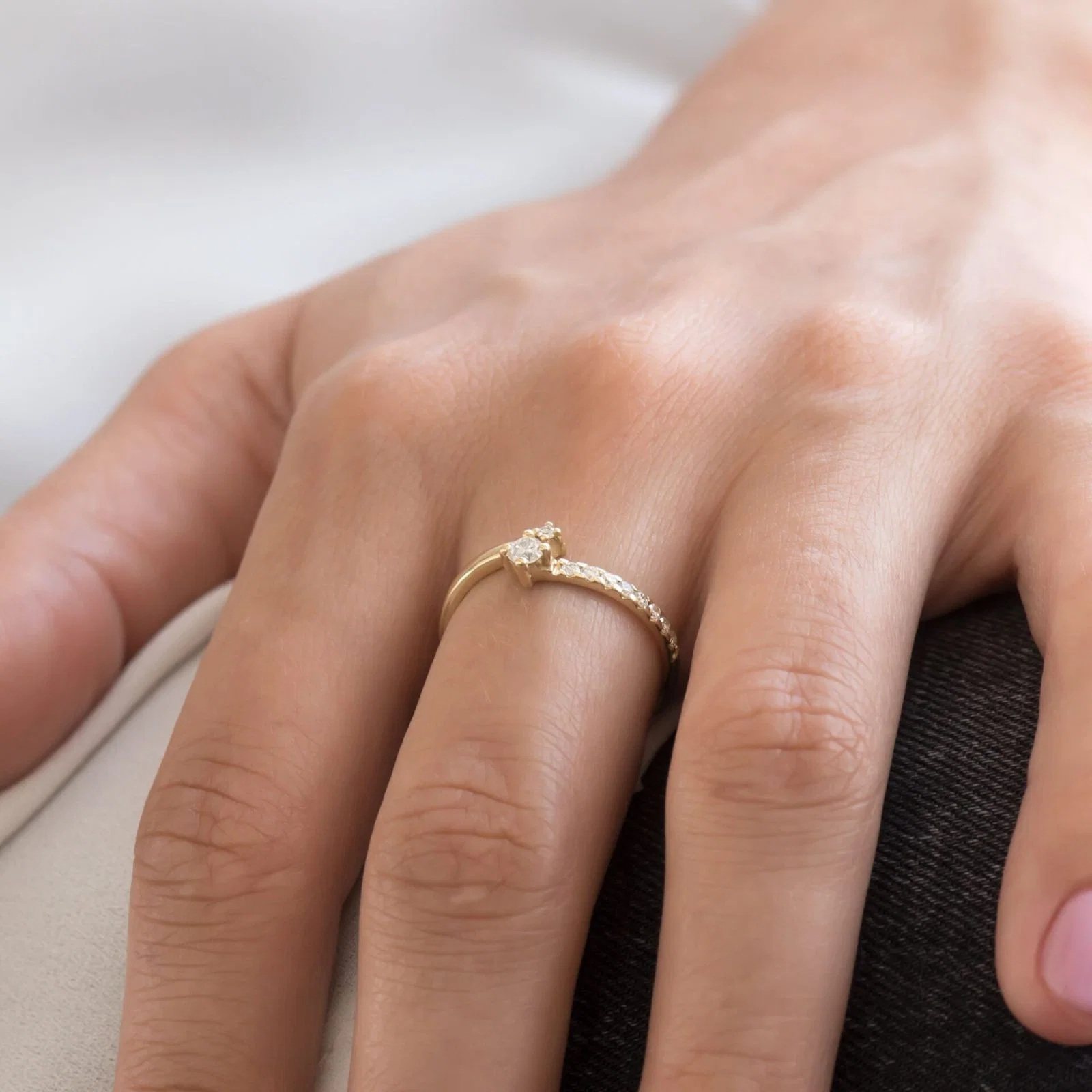 Diamond Bypass Ring — additional product image 3 from AntEva Crafts