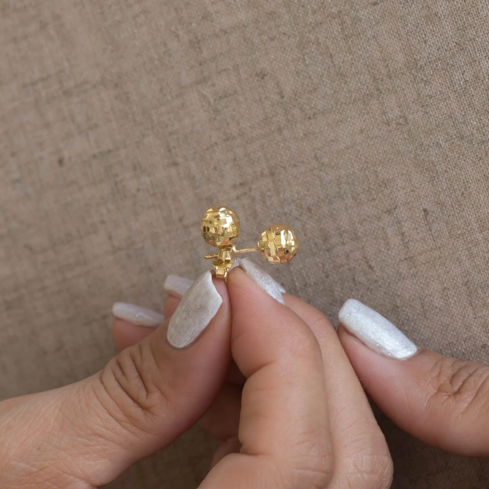 Hammered Ball Earrings — additional product image 7 from AntEva Crafts