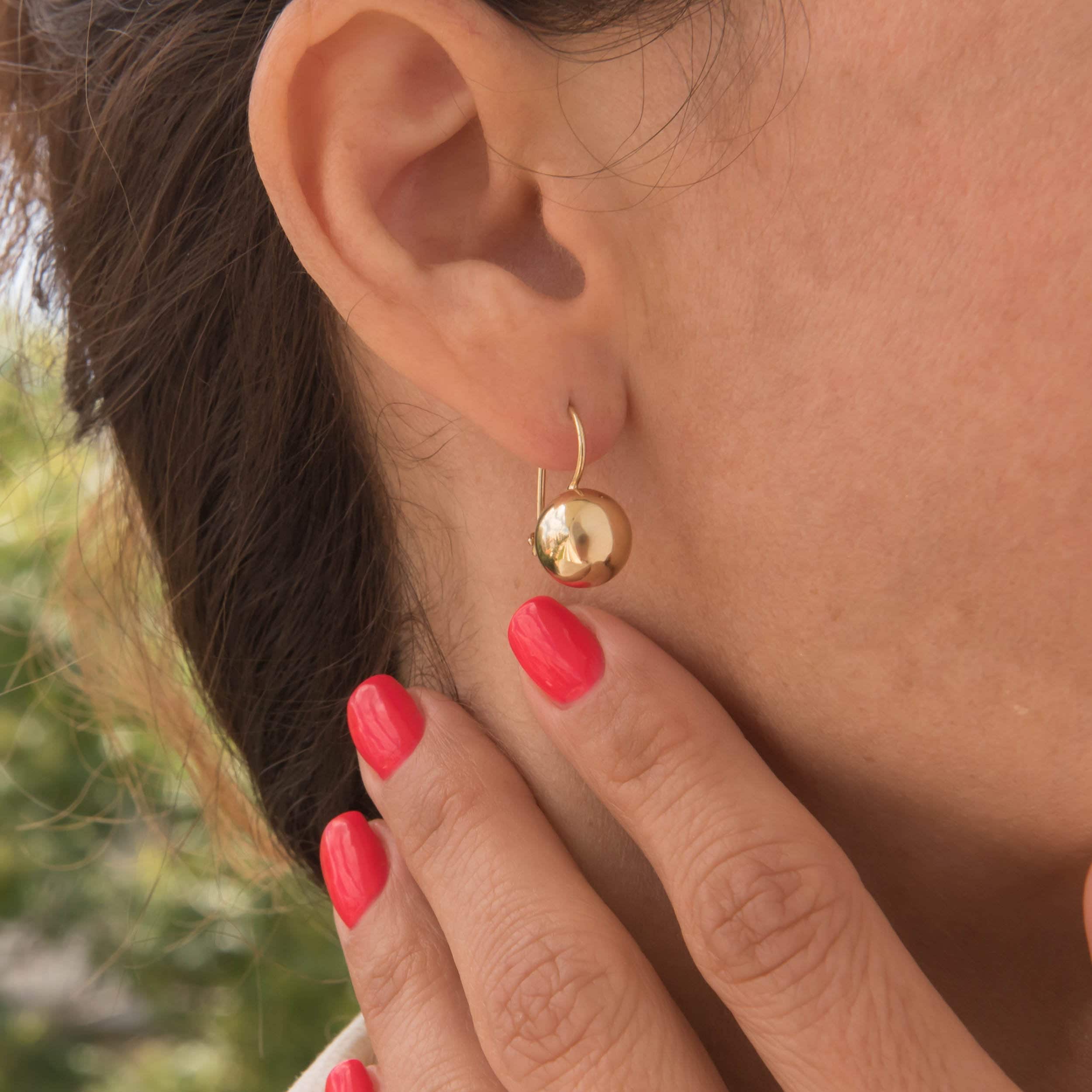 Ball Dangle Earrings in 14k solid Gold — additional product image 4 from AntEva Crafts