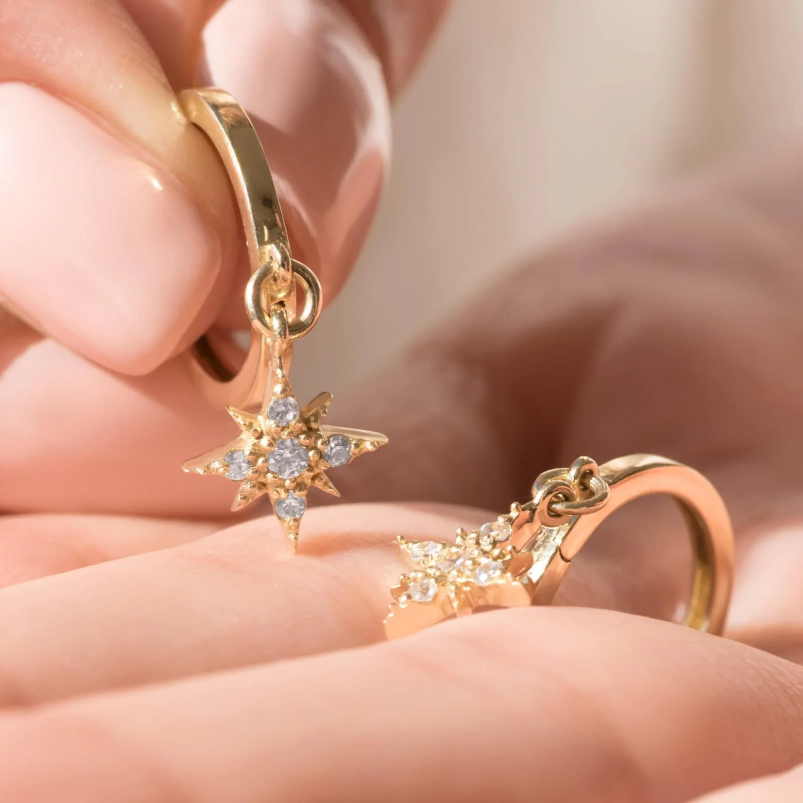 North Star Dangle Hoop Earrings — additional product image 4 from AntEva Crafts