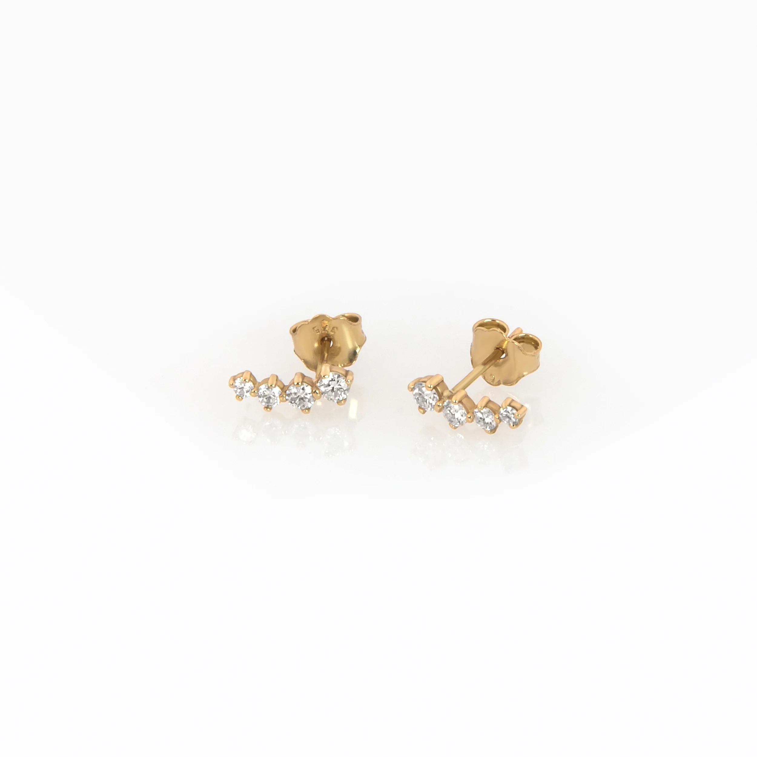 14K Gold Diamond Climber Earrings – Curved Lab-Grown Diamond Ear Crawlers