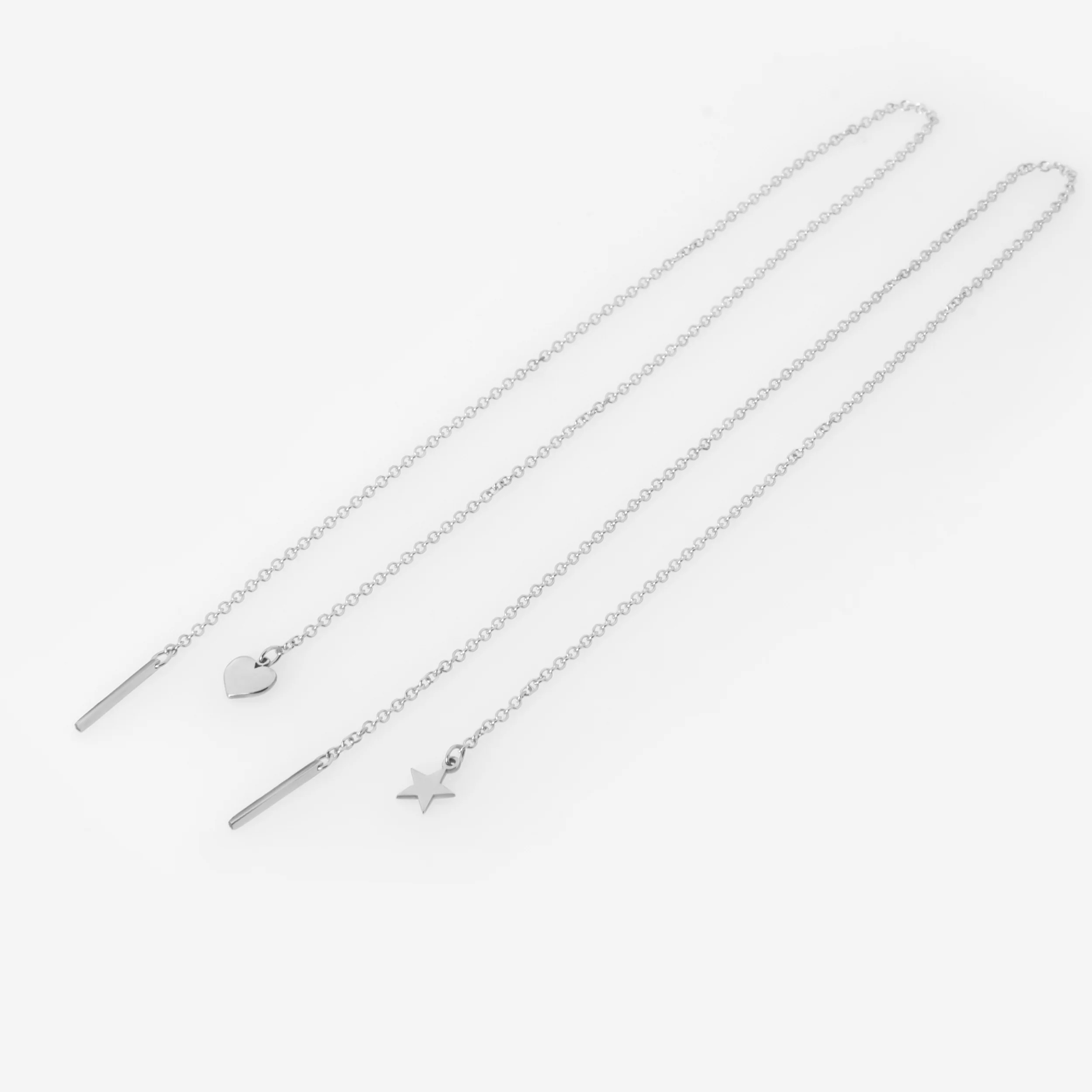 Threader Chain Earrings with Heart Charm — additional product image 6 from AntEva Crafts