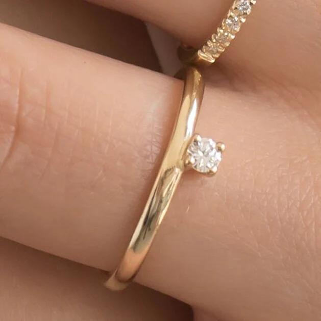 Diamond Solitaire Unique Ring — additional product image 4 from AntEva Crafts