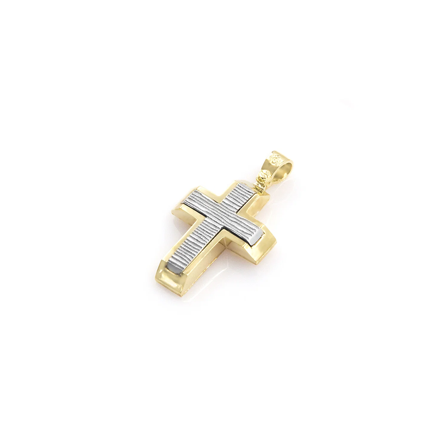 Striped Cross Pendant with Embedded Cross