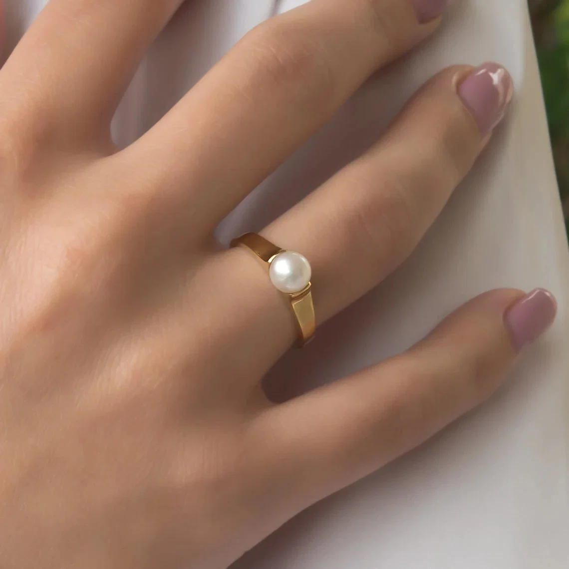 Freshwater Single Pearl Ring — additional product image 2 from AntEva Crafts
