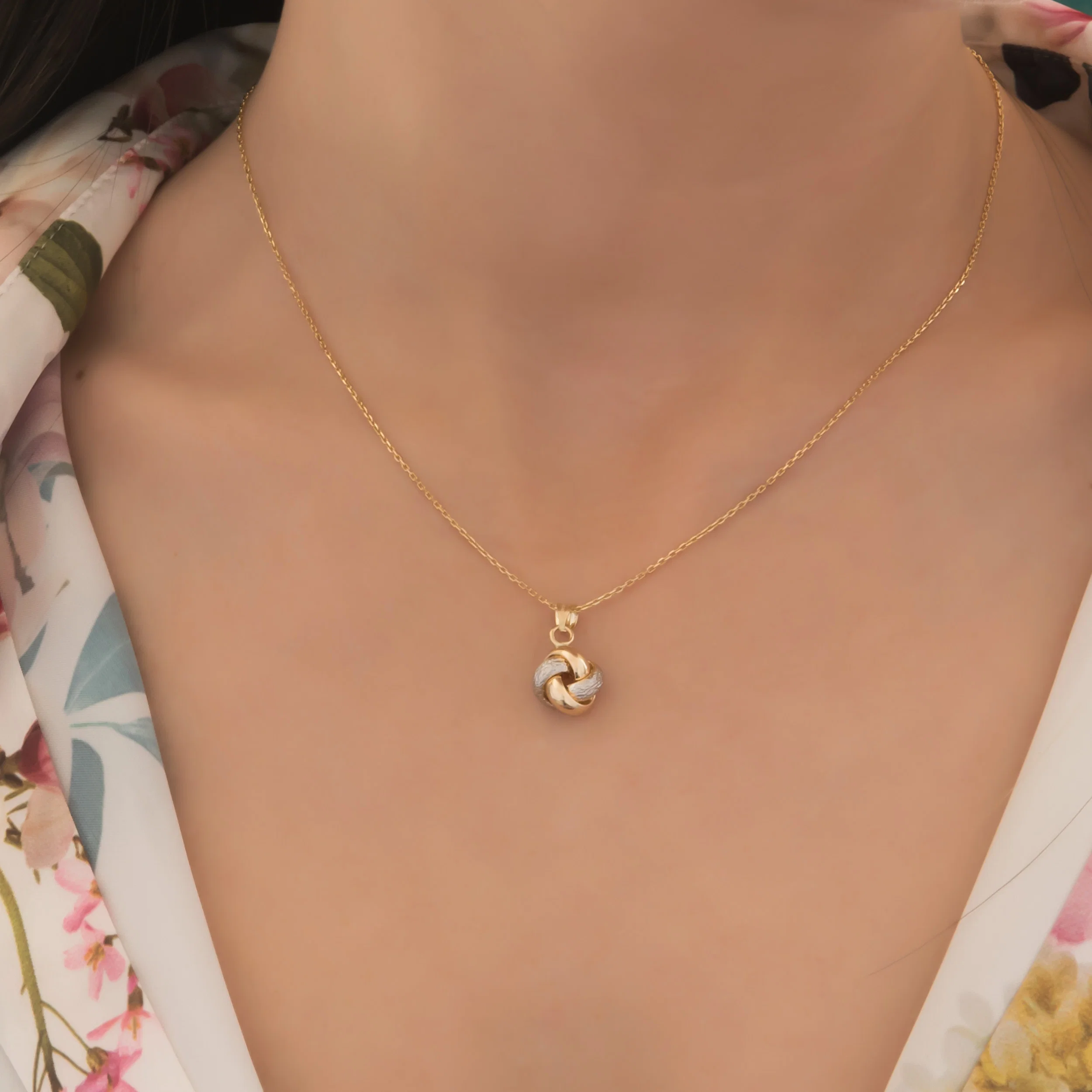 Two-Τone Knot Necklace — additional product image 2 from AntEva Crafts