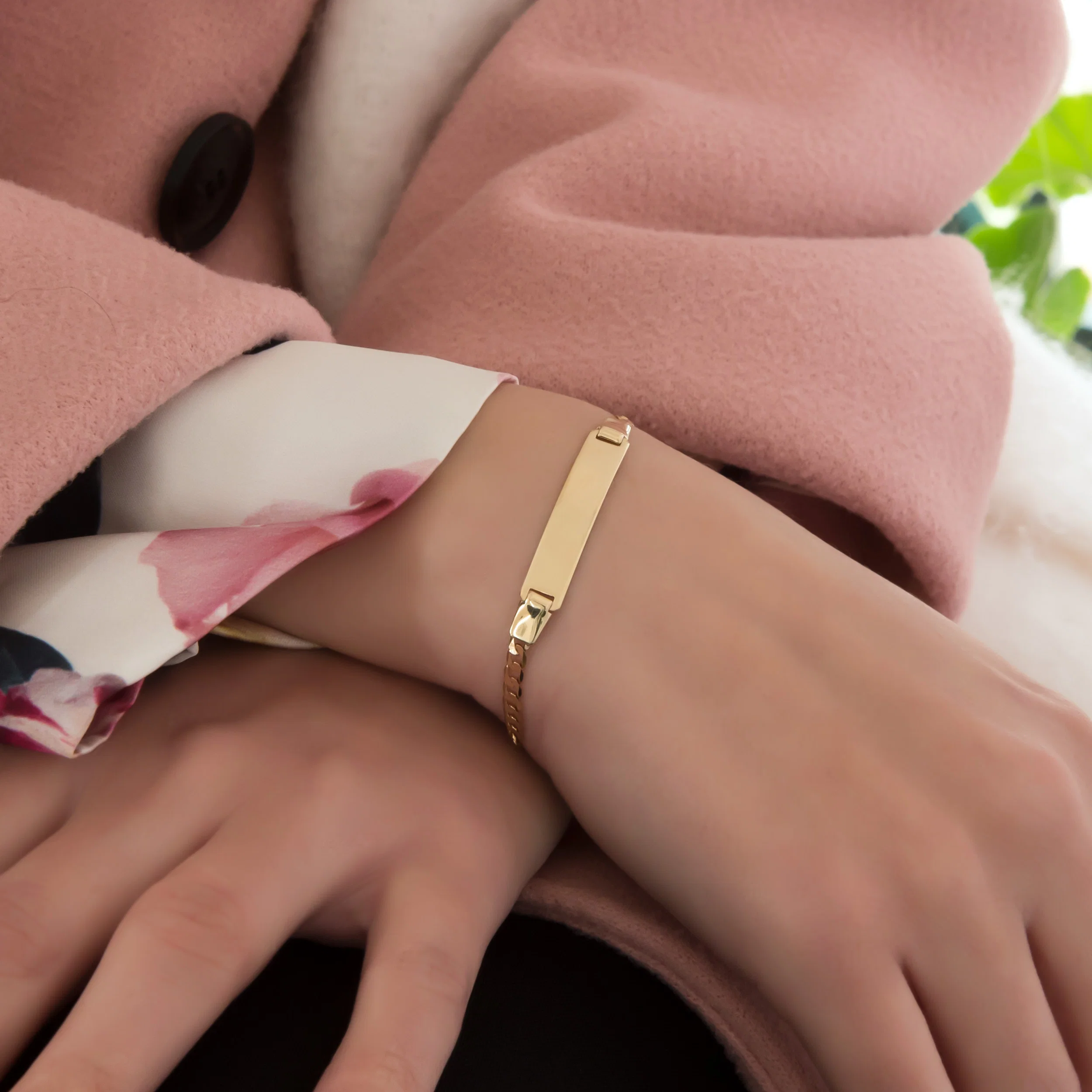 Gold Personalised ID Bracelet with Curb Chain — additional product image 2 from AntEva Crafts