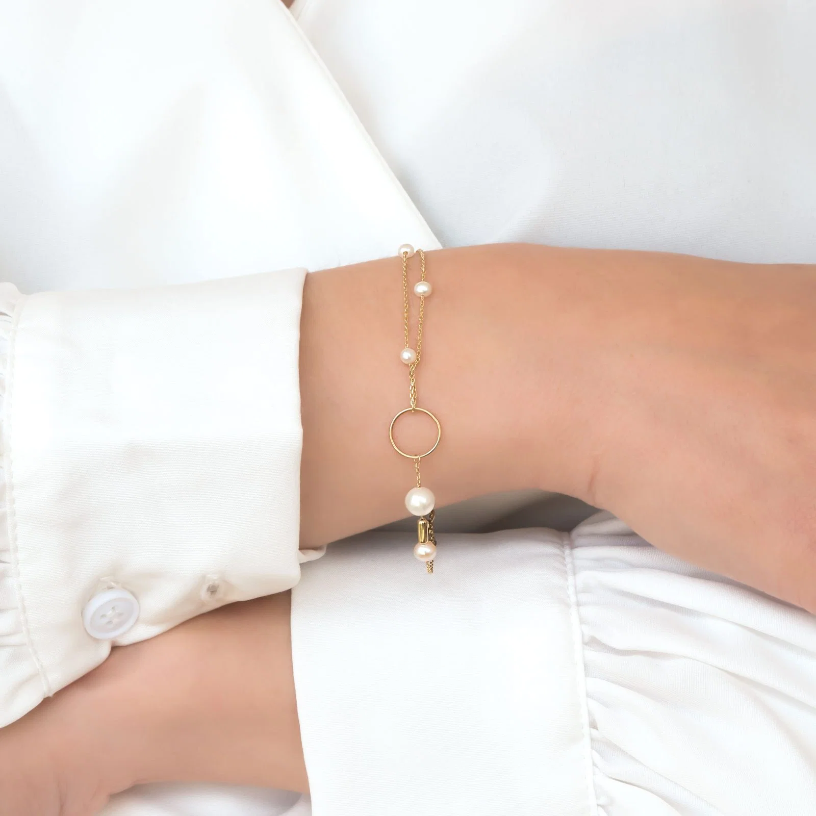 Double Circle Chain Pearl Set — additional product image 5 from AntEva Crafts