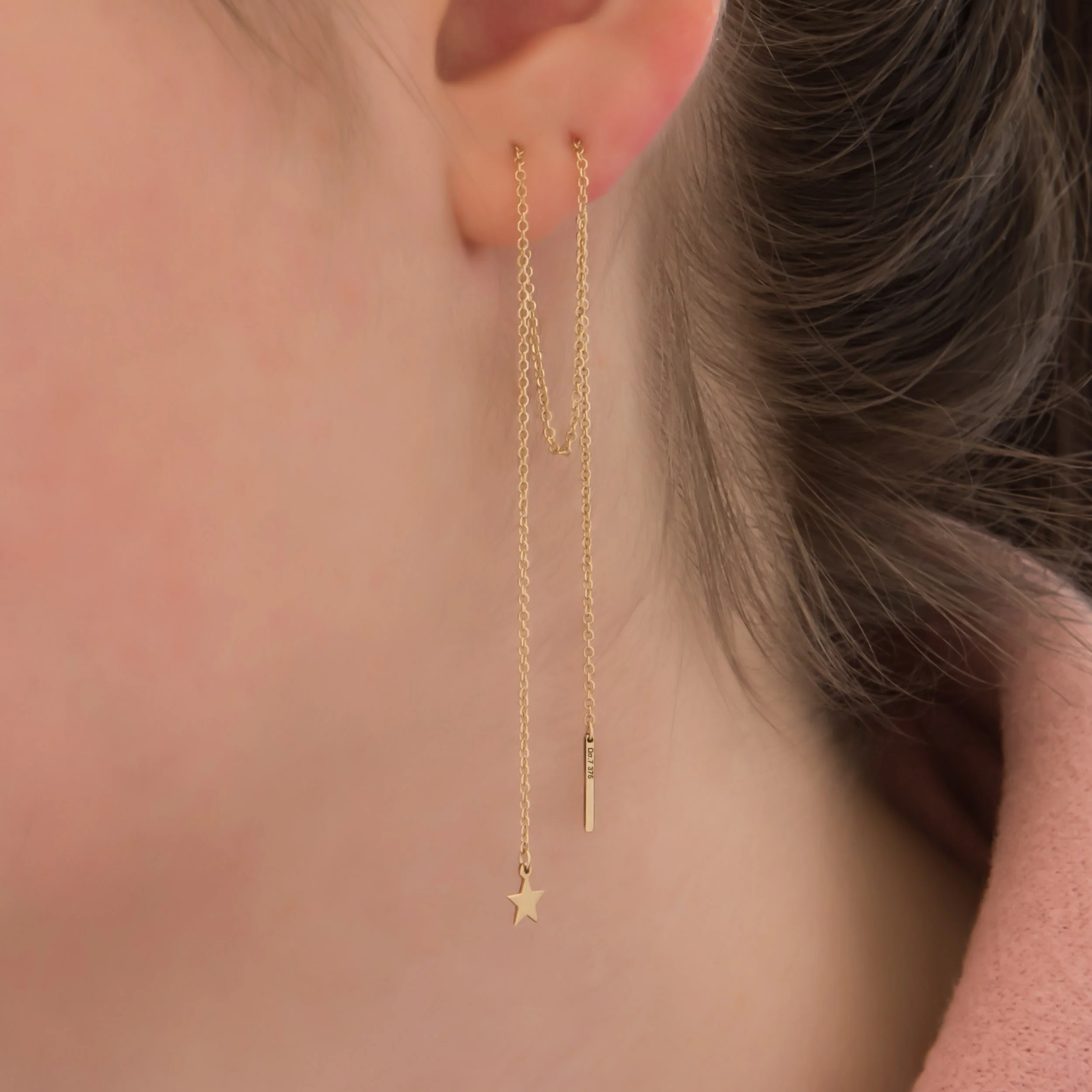 Threader Chain Earrings with Star Charm — additional product image 2 from AntEva Crafts