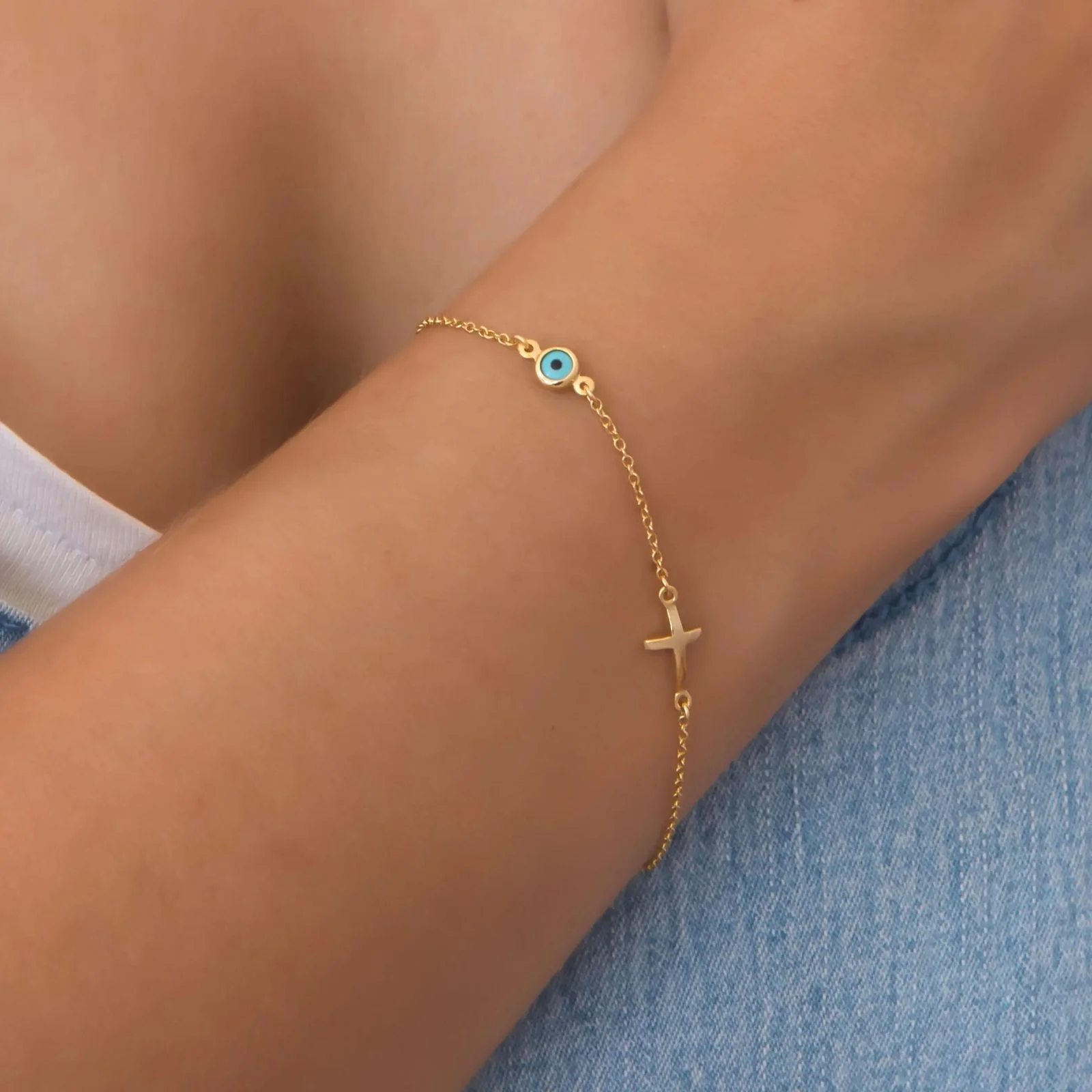 Evil Eye Cross Chain Bracelet — additional product image 3 from AntEva Crafts
