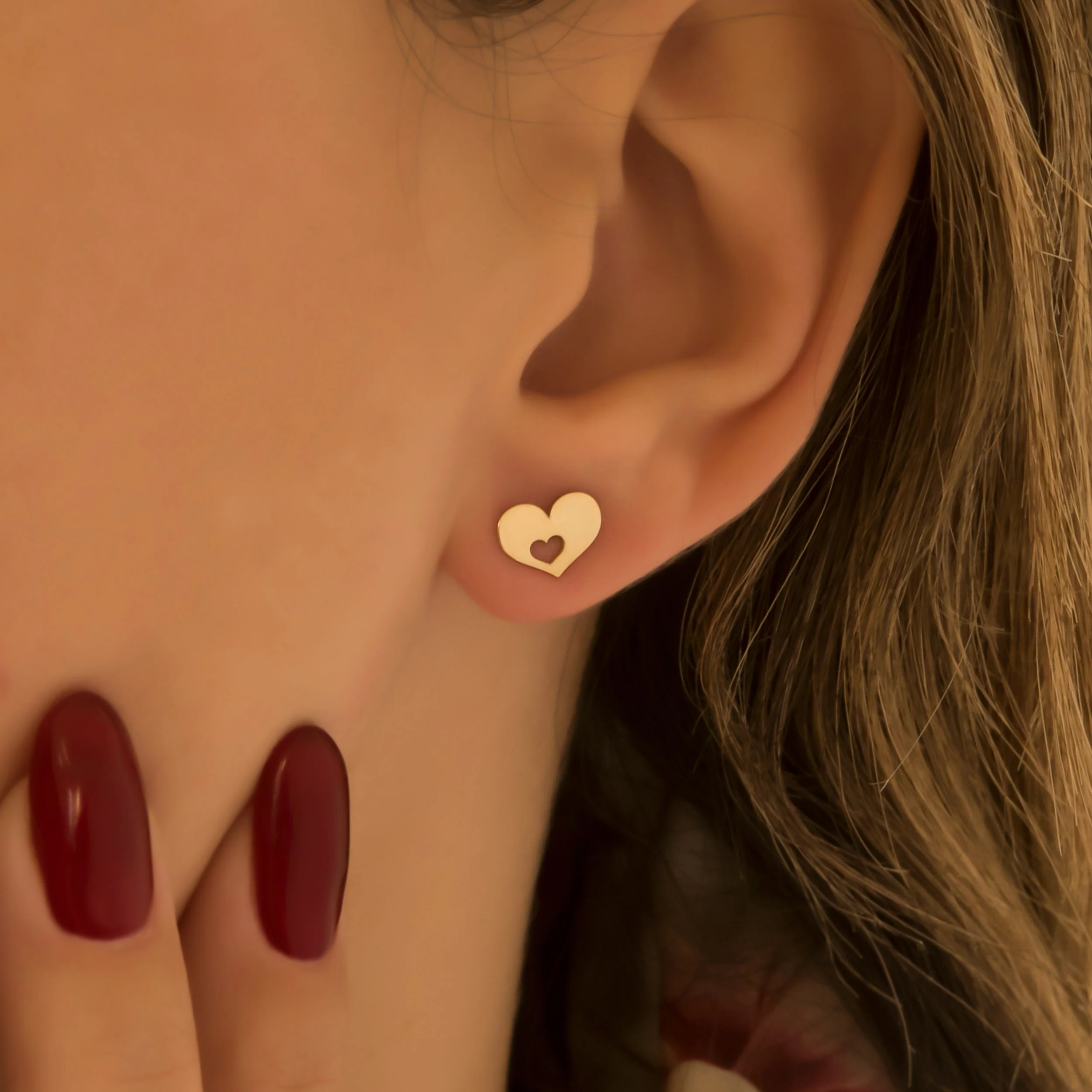 Heart Stud Earrings — additional product image 2 from AntEva Crafts