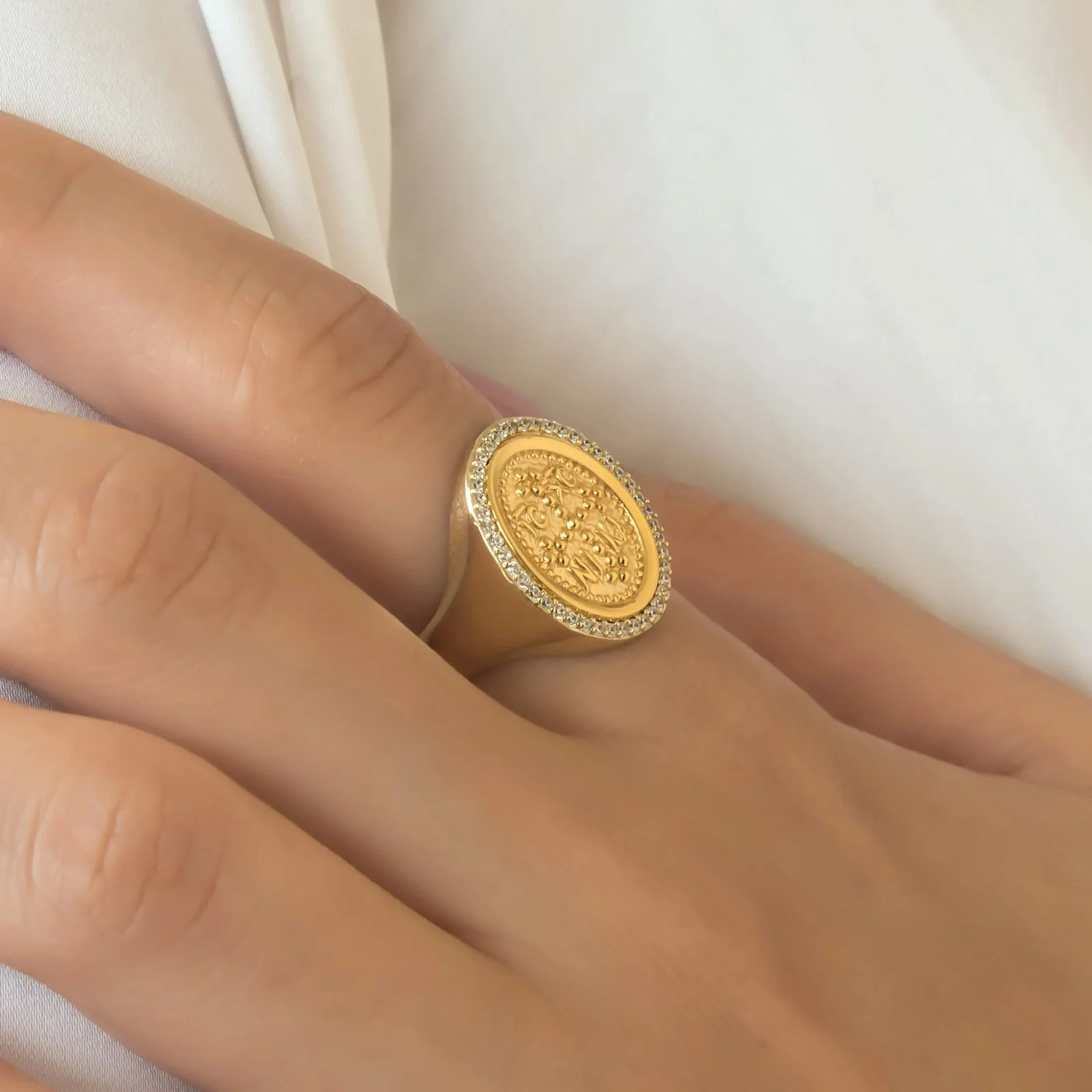 Oval Halo Christian Cross Ring — additional product image 8 from AntEva Crafts