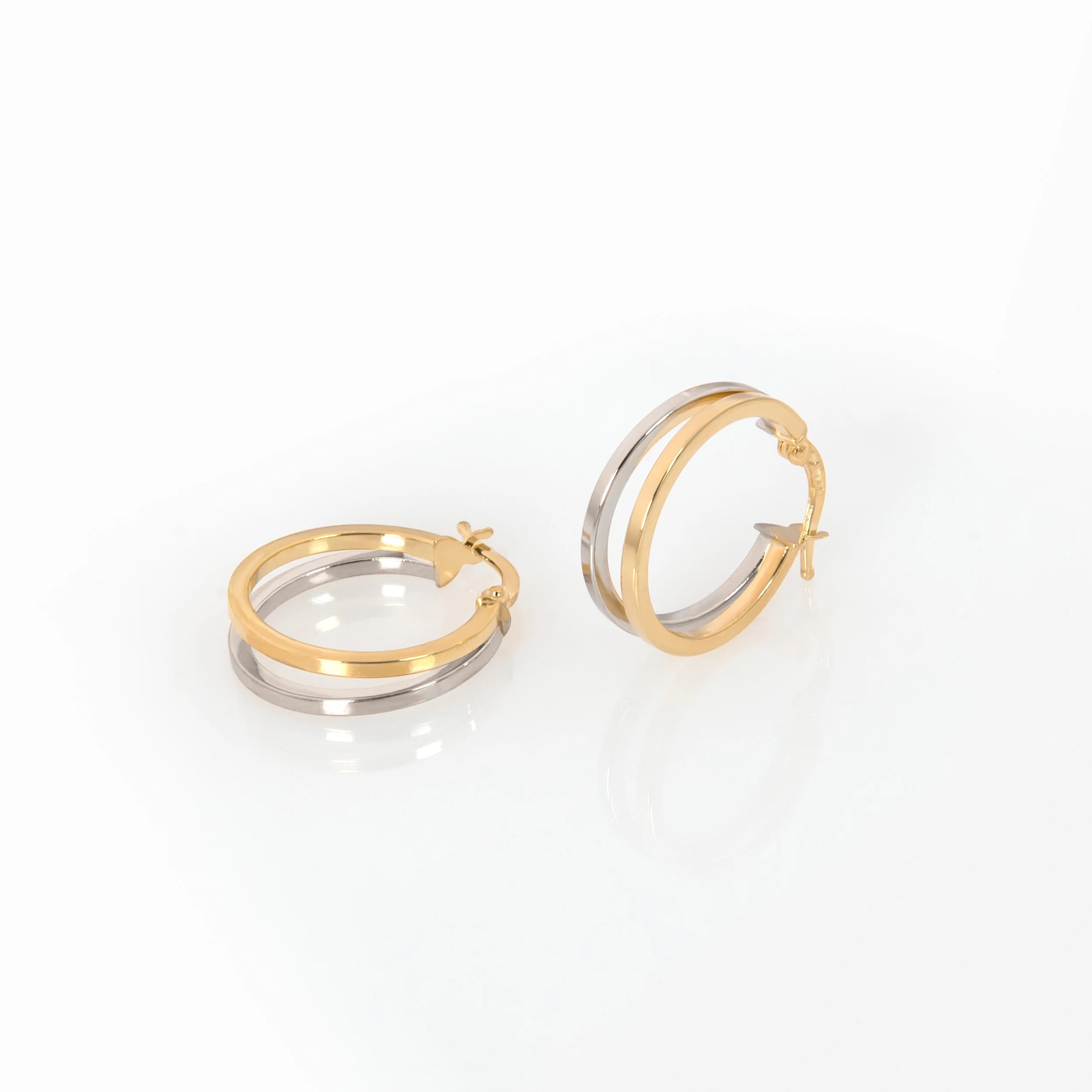 14K Two-Tone Twist Hoop Earrings – Chunky Mixed-Metal Gold Hoops — additional product image 2 from AntEva Crafts