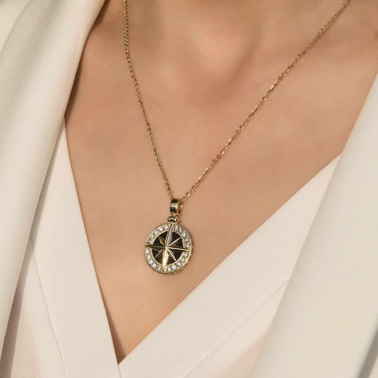 North Star Necklace with Black Enamel — additional product image 2 from AntEva Crafts