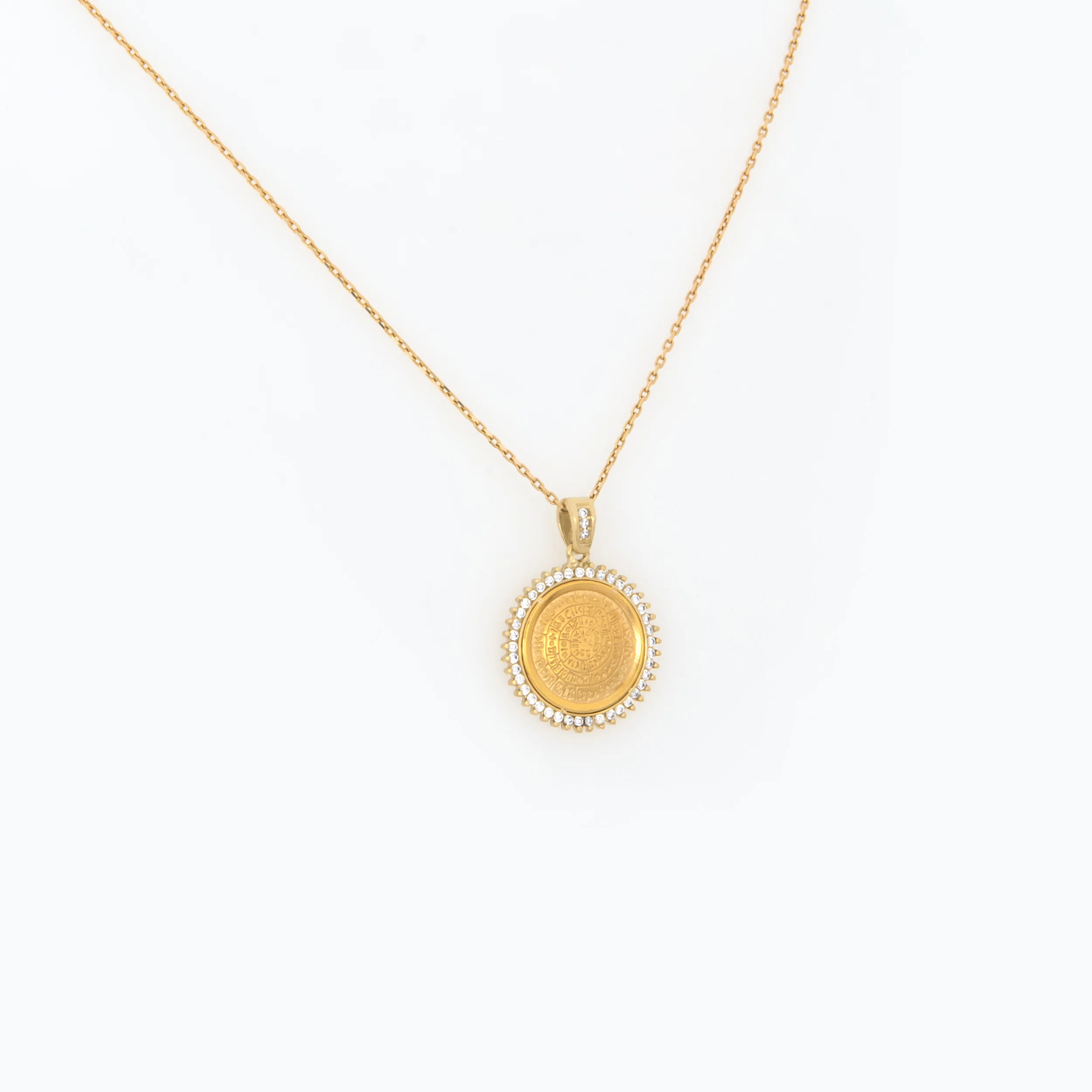Round Phaistos Disc Gemstone Pendant — additional product image 2 from AntEva Crafts
