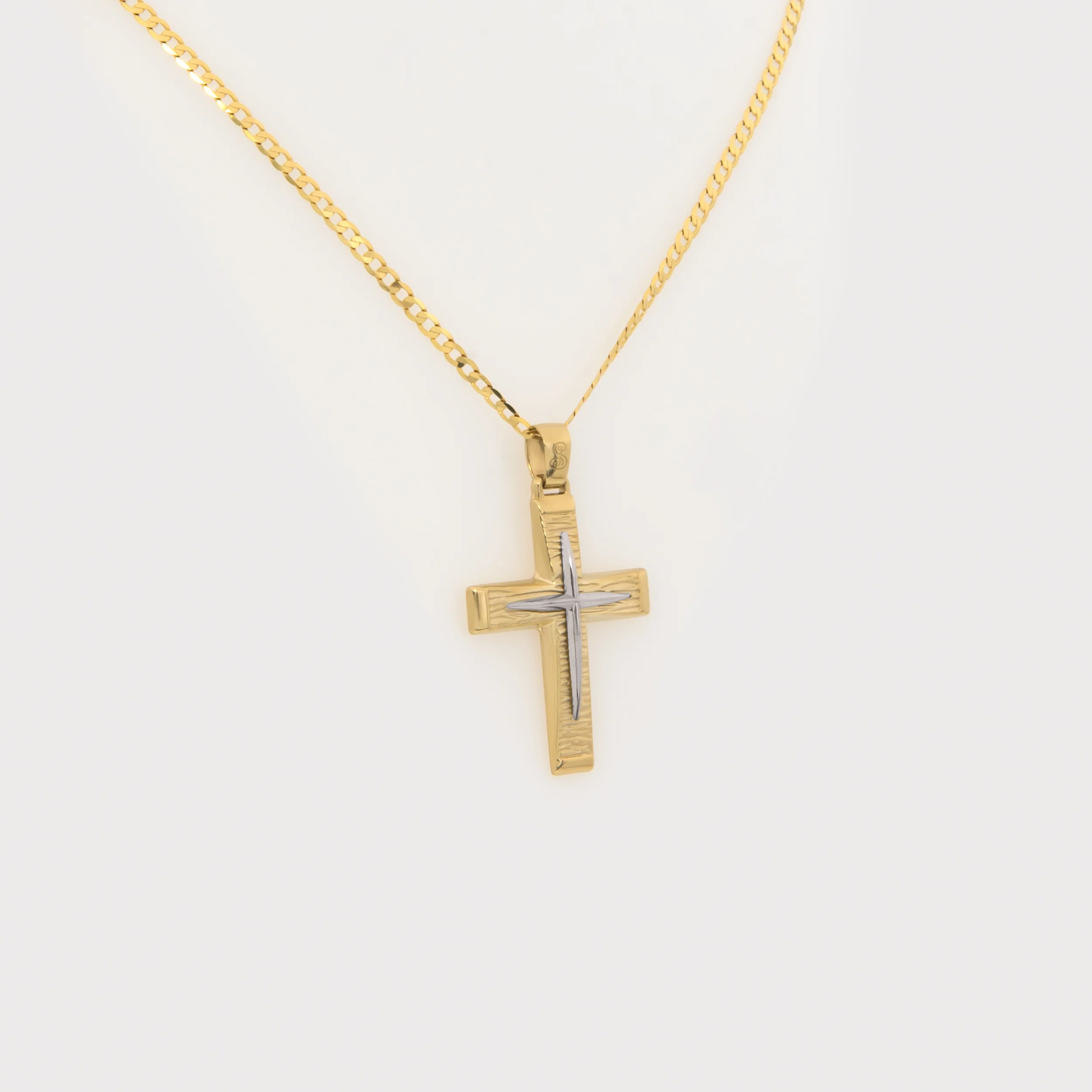 Two-Tone Matte Textured Cross Pendant — additional product image 3 from AntEva Crafts