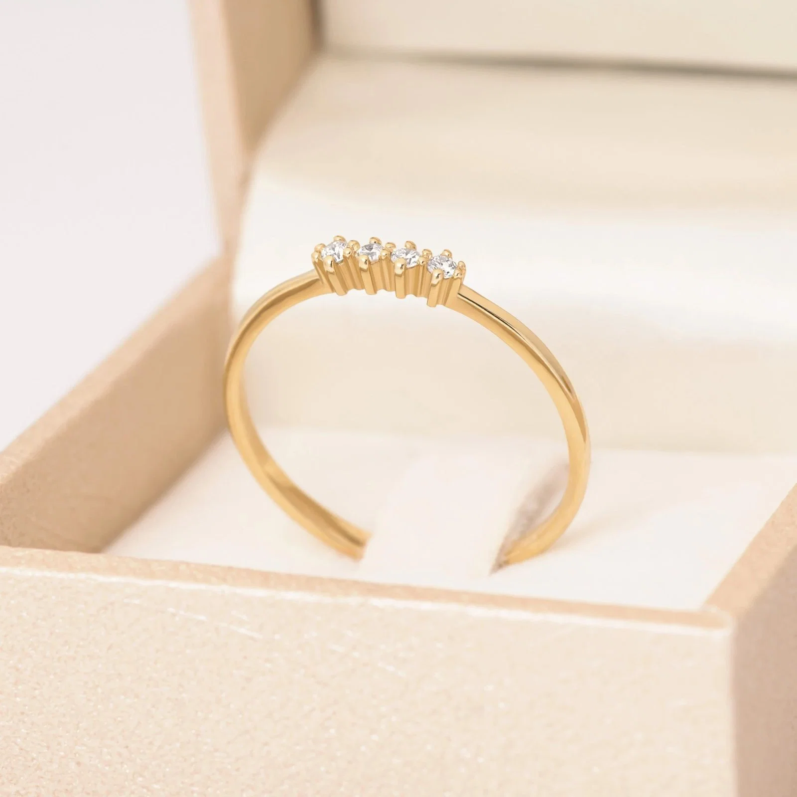 Thin Dainty 4 Diamonds Ring — additional product image 3 from AntEva Crafts