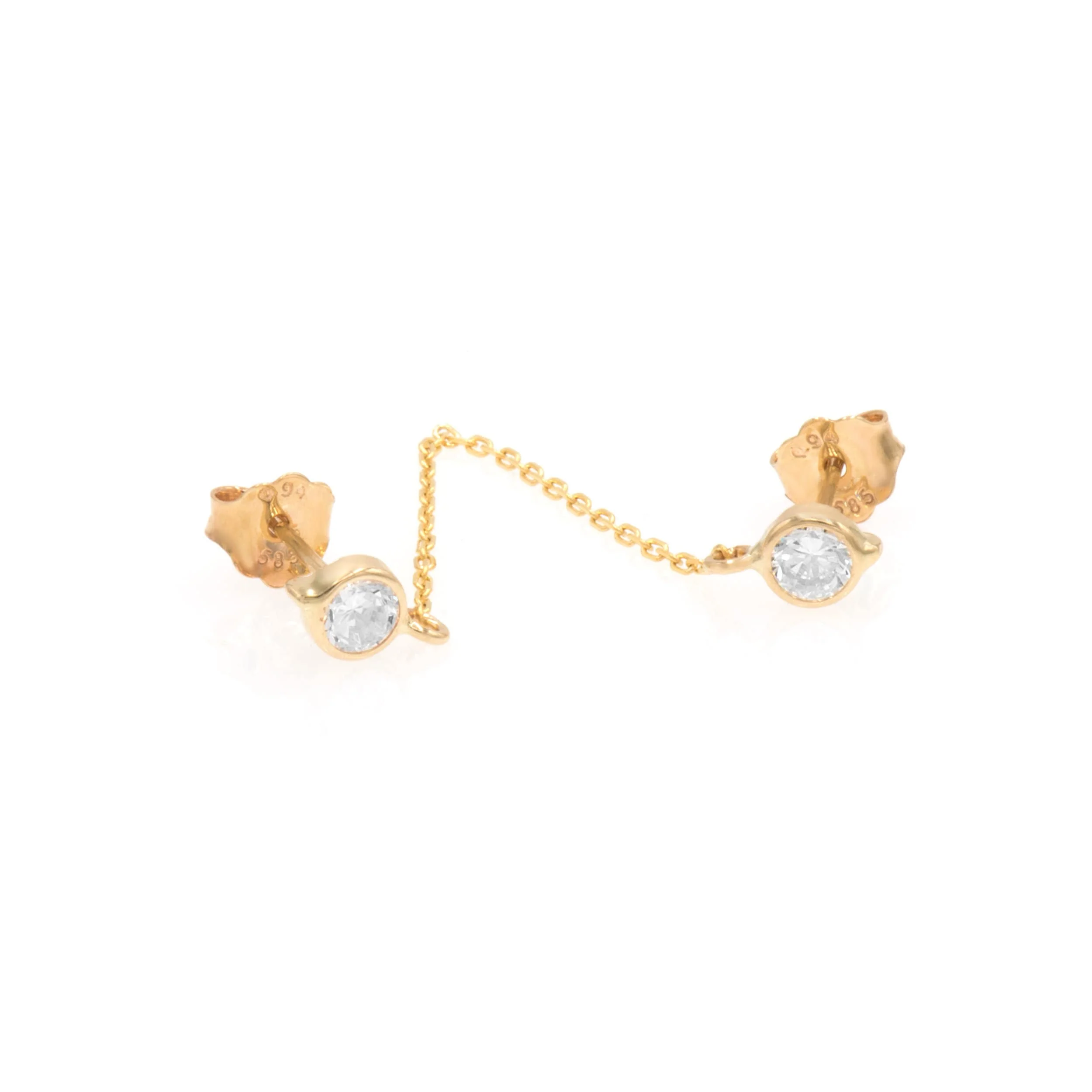 Double Solitaire Chain Stud Earring — additional product image 4 from AntEva Crafts