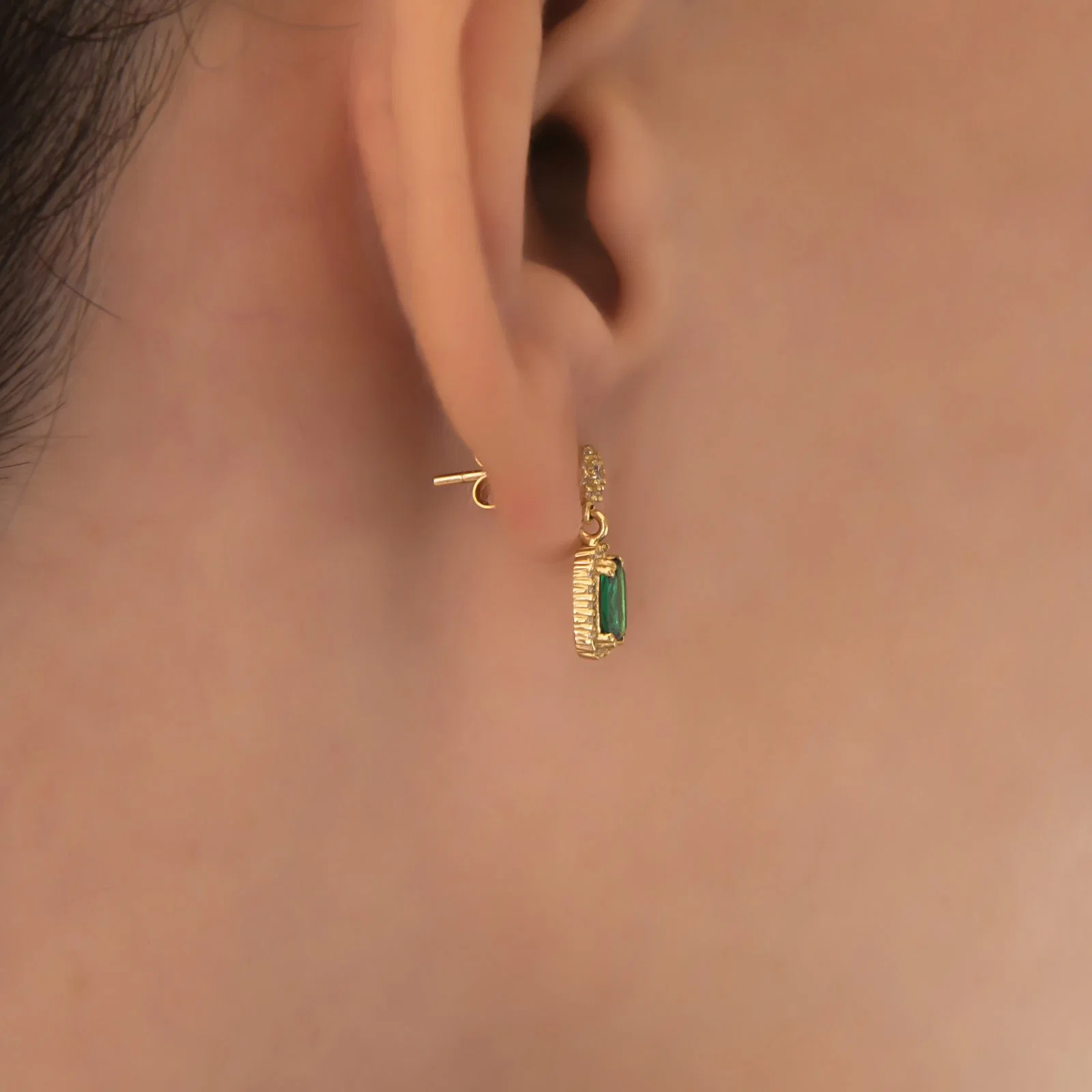 Drop Emerald Post Earrings — additional product image 6 from AntEva Crafts