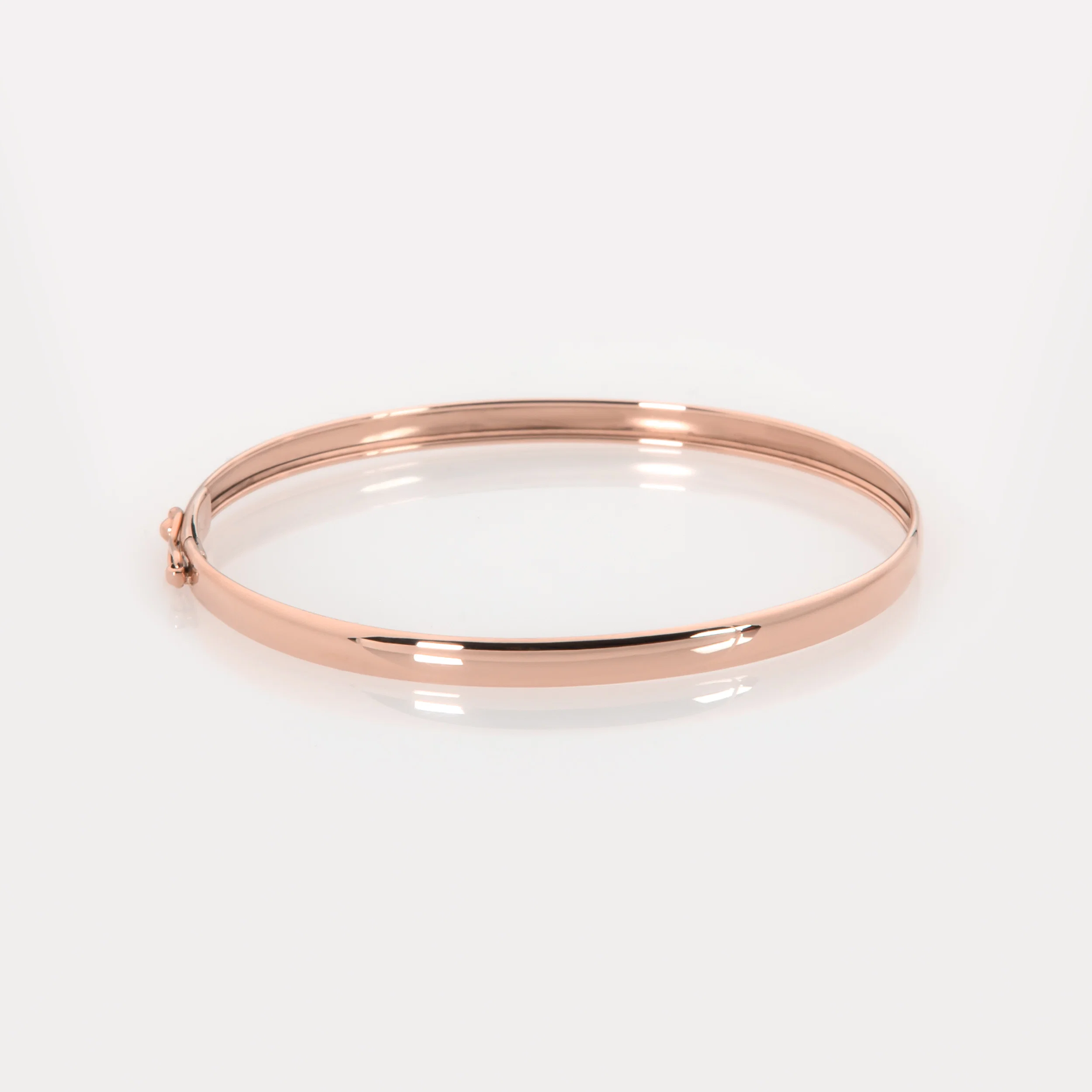 14K Solid Gold Oval Bangle Bracelet – Minimalist 4mm Plain Gold Bracelet — additional product image 5 from AntEva Crafts