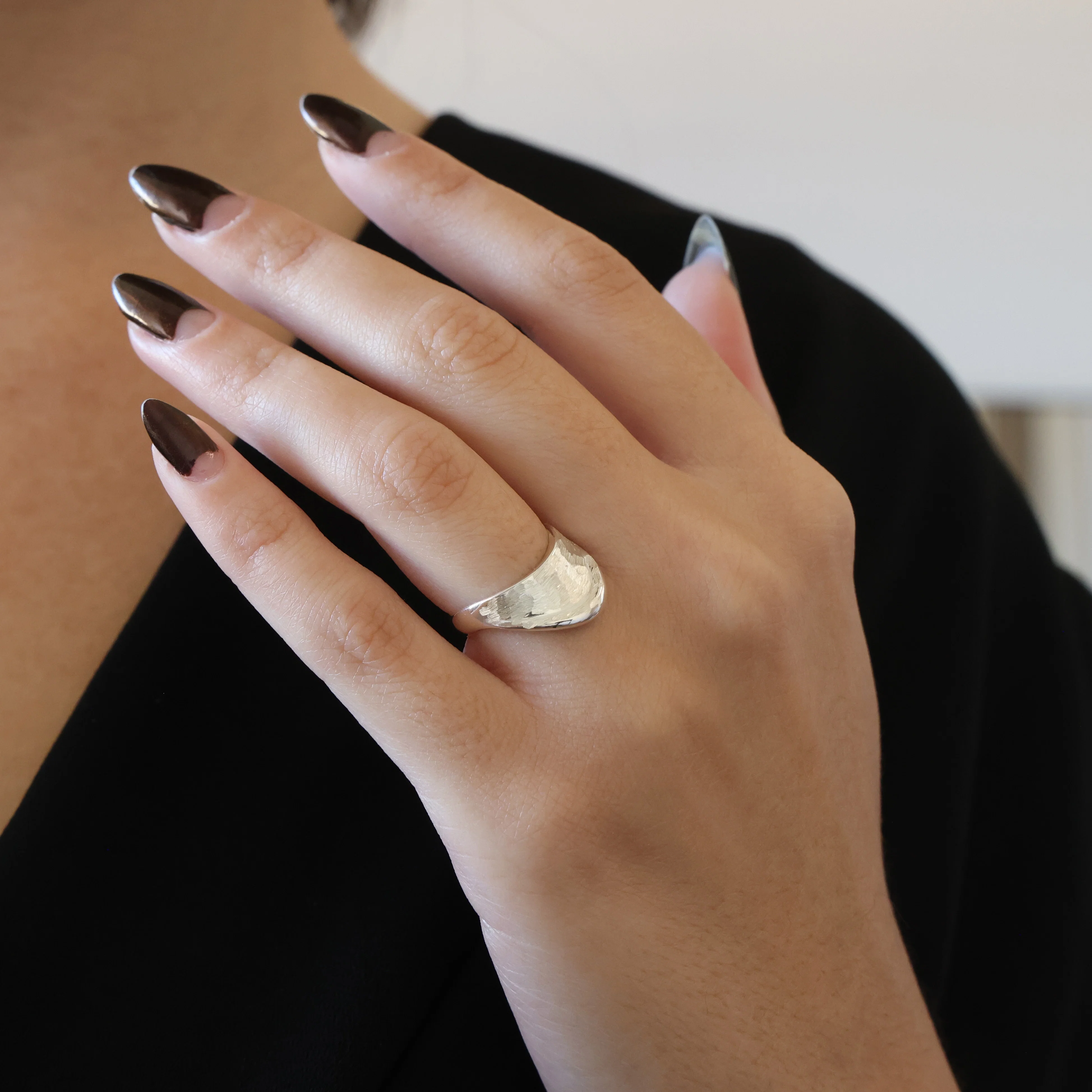 Signet Hammered 14k Gold Vermeil Ring — additional product image 5 from AntEva Crafts