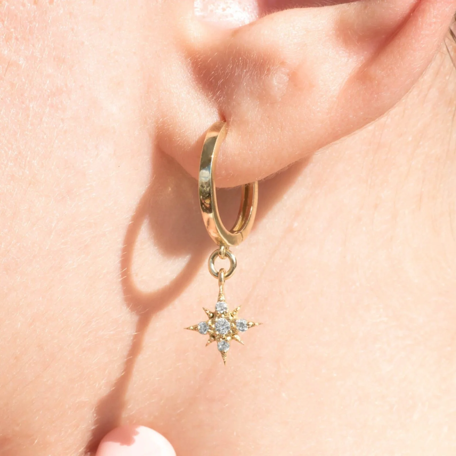 North Star Dangle Hoop Earrings — additional product image 2 from AntEva Crafts