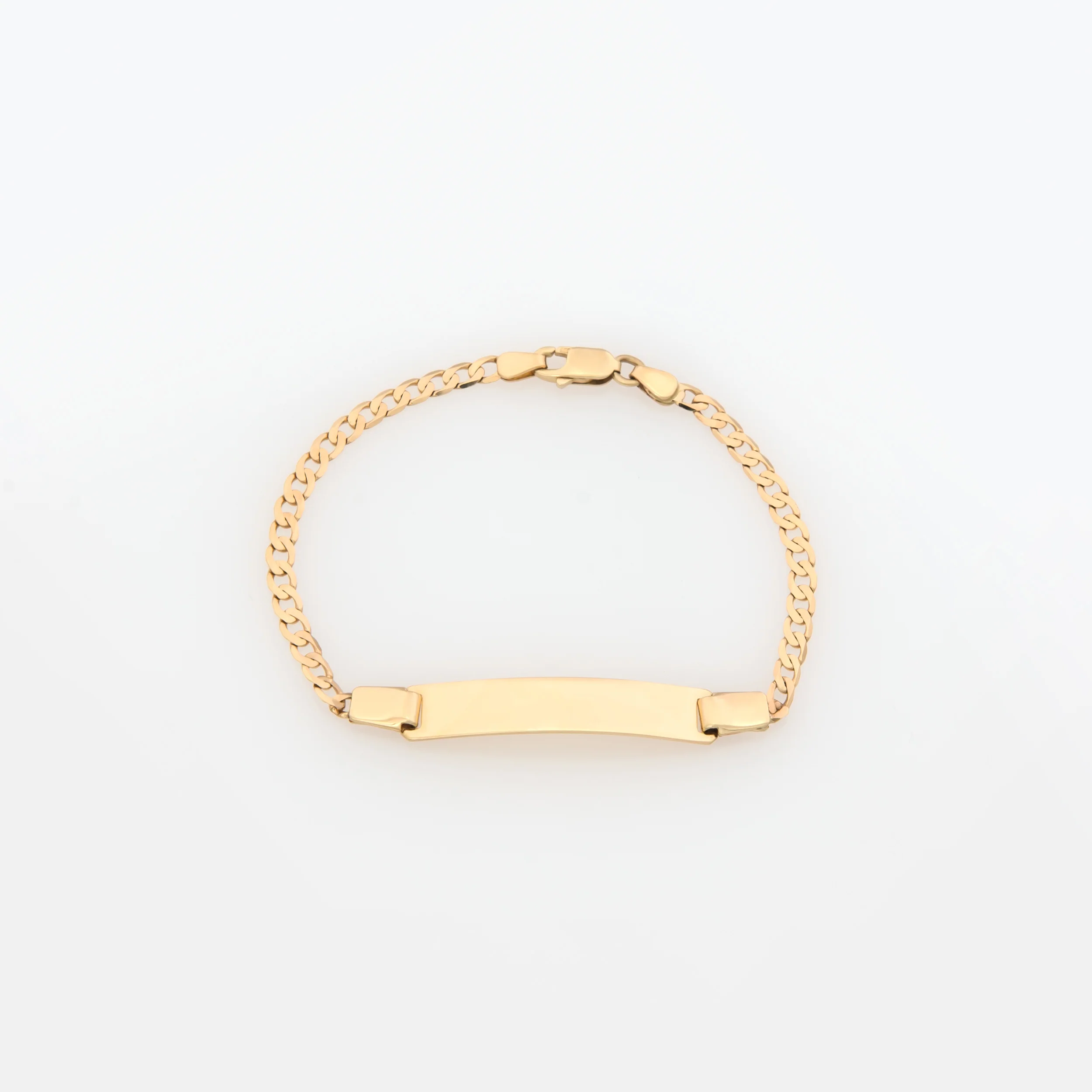 Gold Personalised ID Bracelet with Curb Chain
