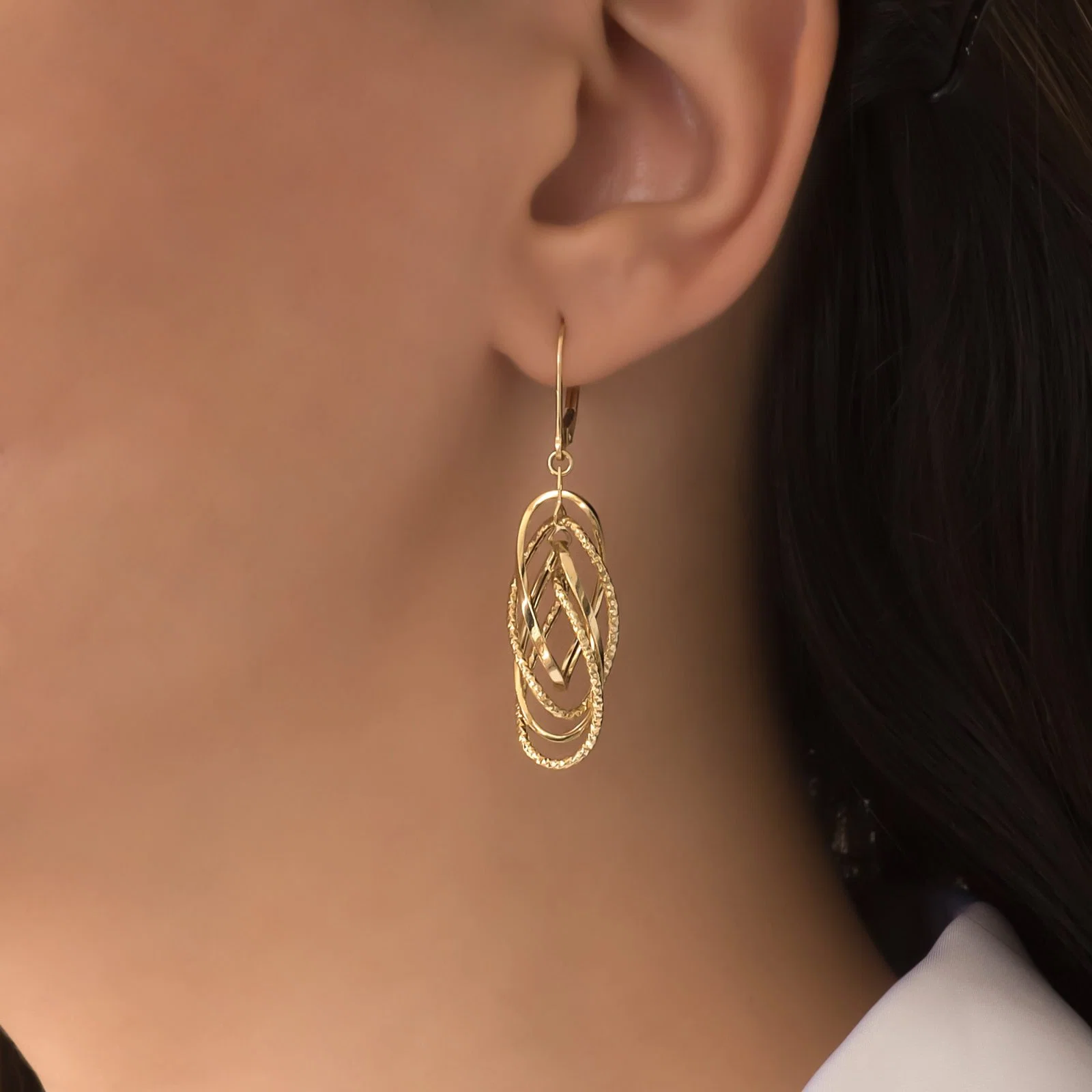 Gold Hanging Earrings — additional product image 4 from AntEva Crafts