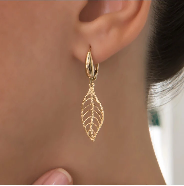 Leaf Shaped Earrings — additional product image 4 from AntEva Crafts