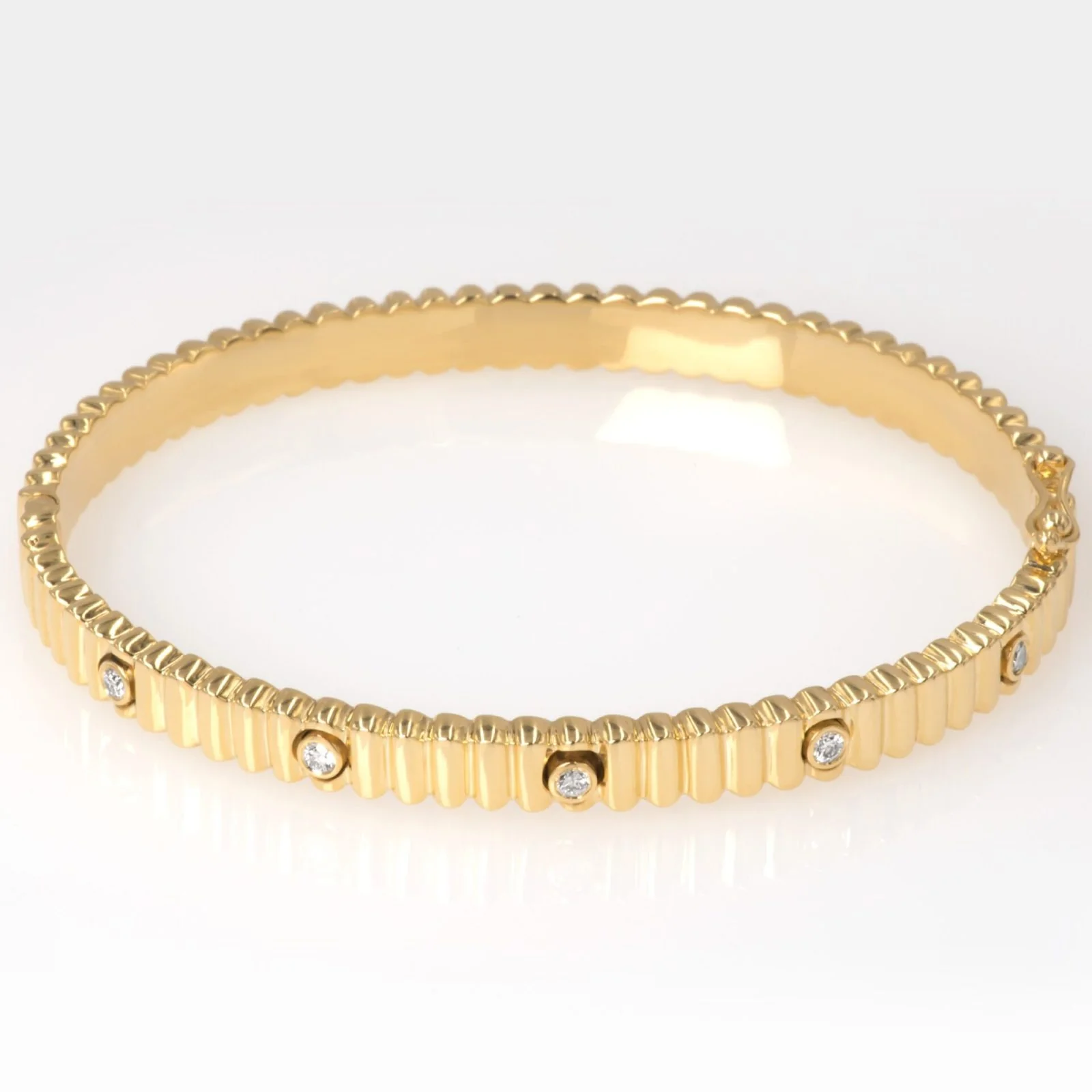 Ribbed Diamond Oval Hinged Bangle — additional product image 6 from AntEva Crafts