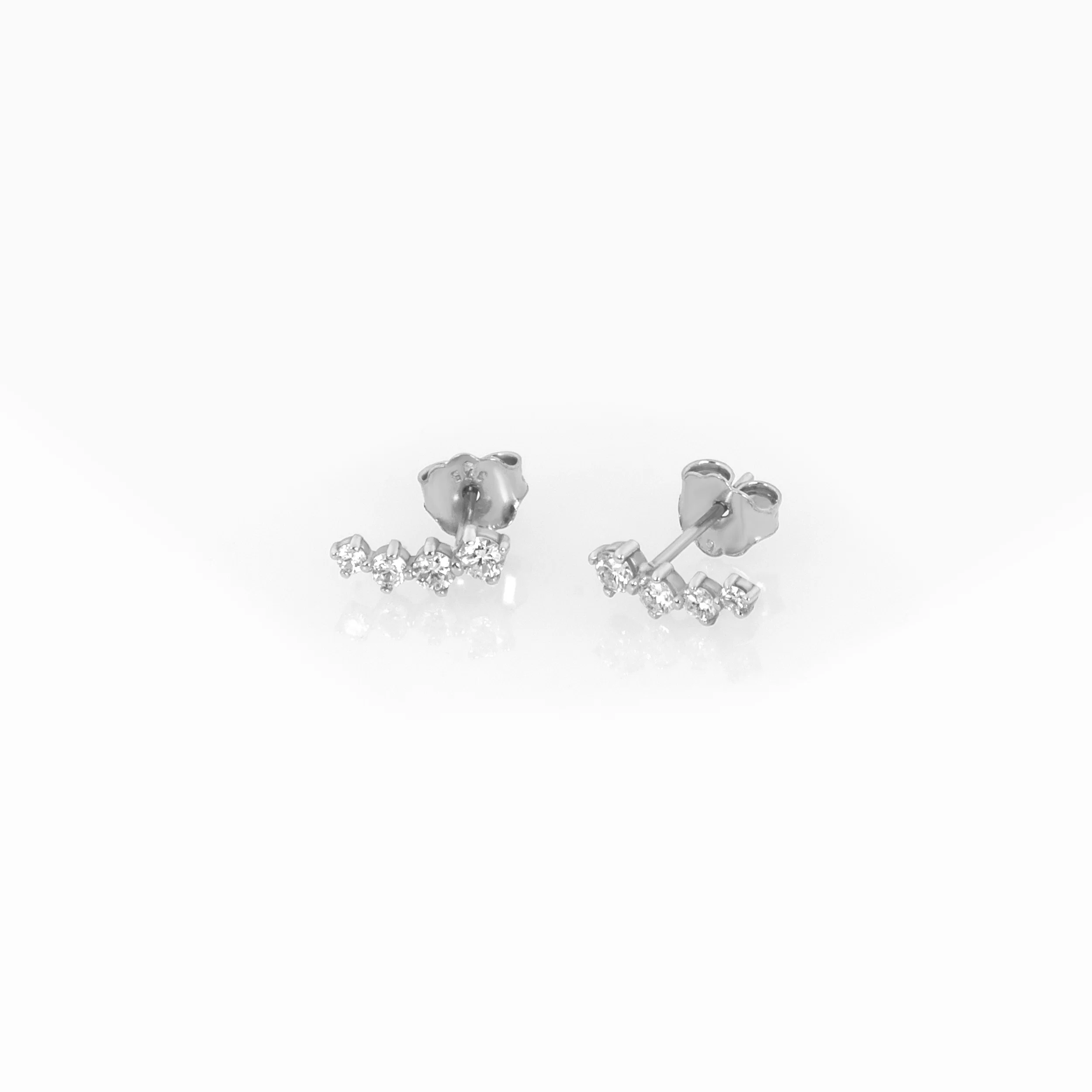 14K Gold Diamond Climber Earrings – Curved Lab-Grown Diamond Ear Crawlers — additional product image 3 from AntEva Crafts