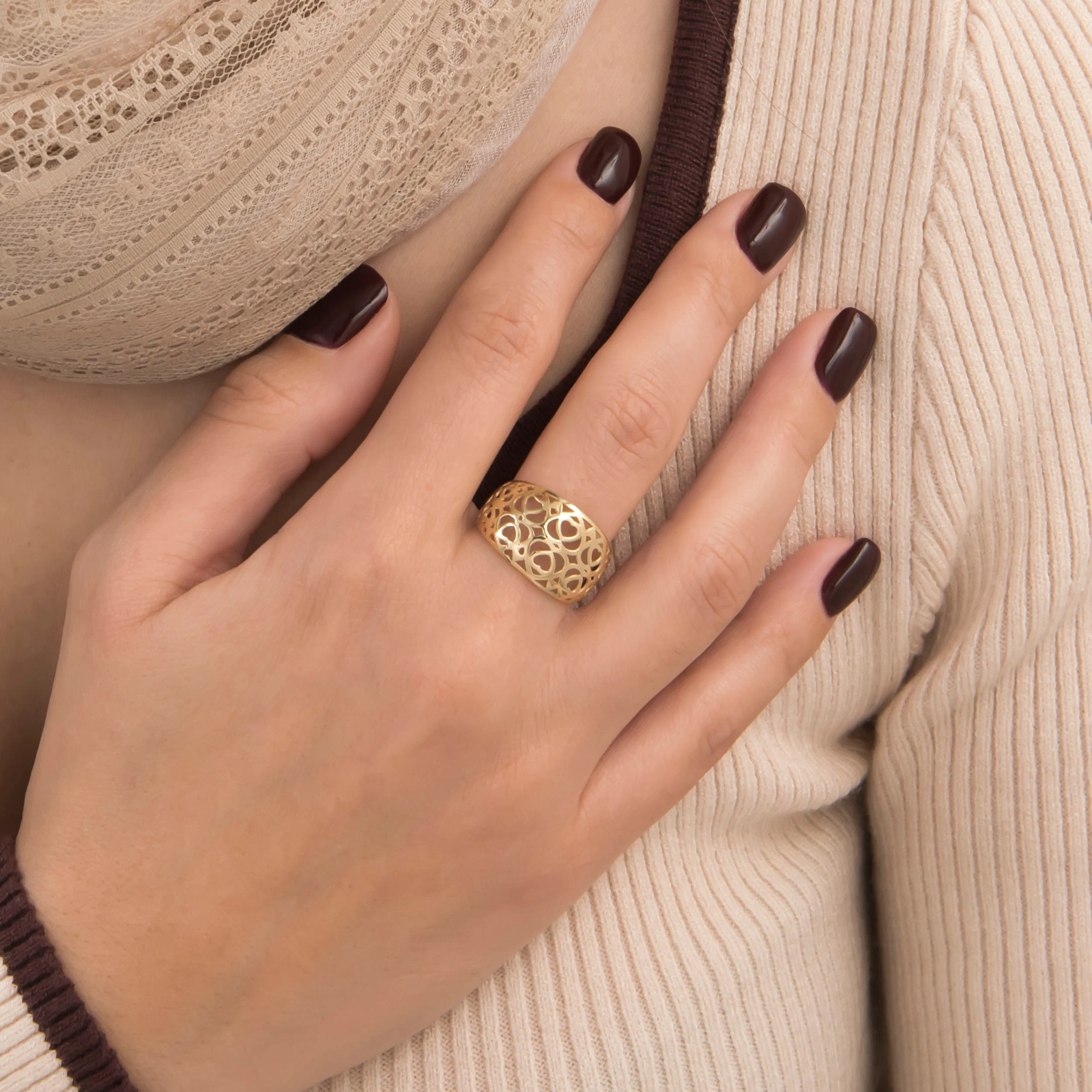 Heart Filigree 14k Gold Vermeil Ring — additional product image 2 from AntEva Crafts