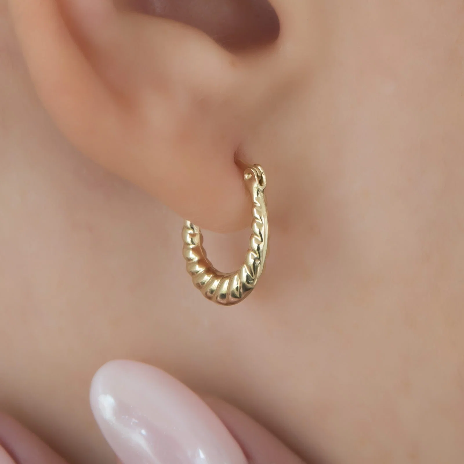 Croissant Oval Hoop Earrings — additional product image 4 from AntEva Crafts