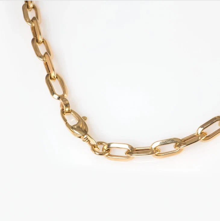 Oval Link Elongated Gold Necklace — additional product image 5 from AntEva Crafts
