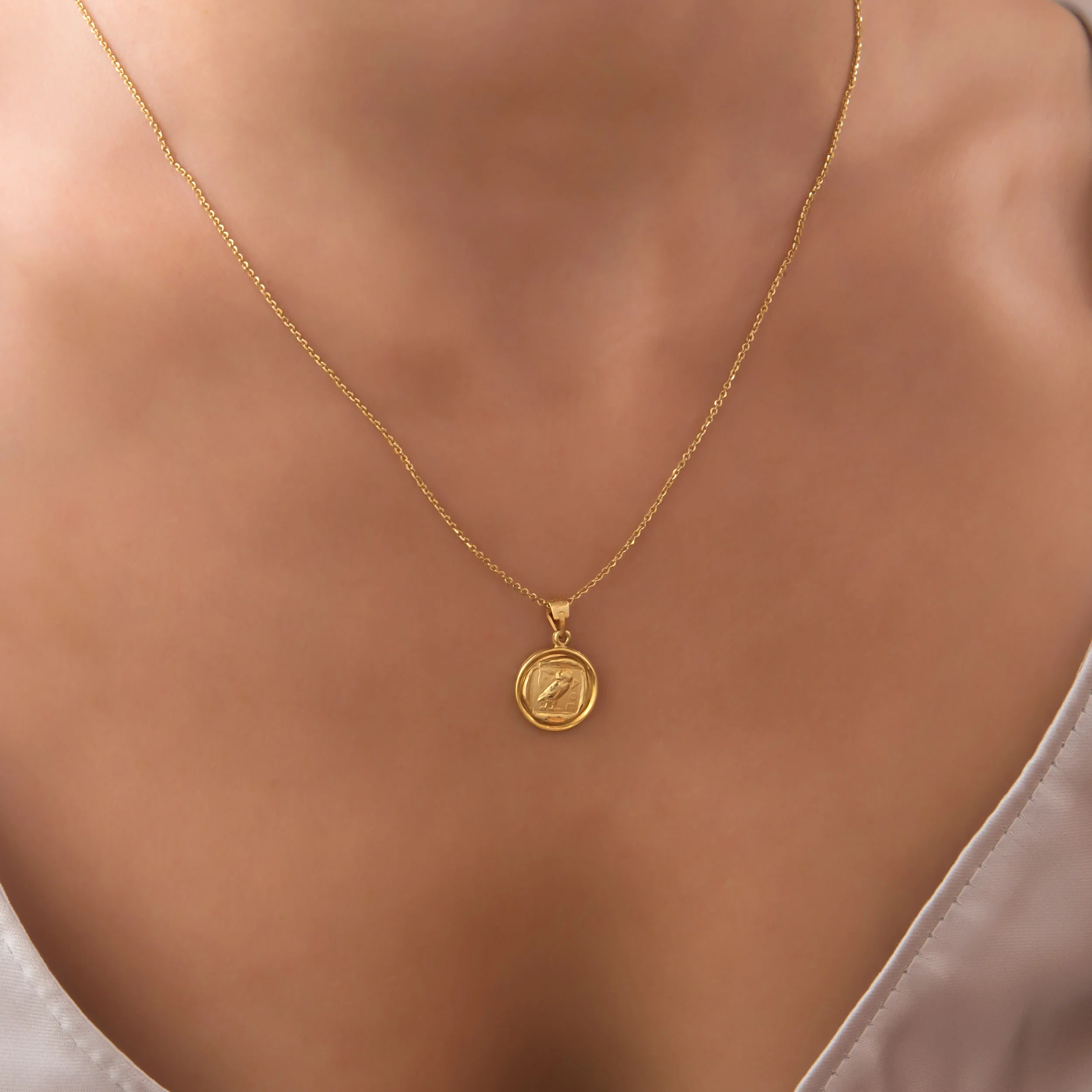 Round Double-Sided Athena and Owl Pendant — additional product image 4 from AntEva Crafts