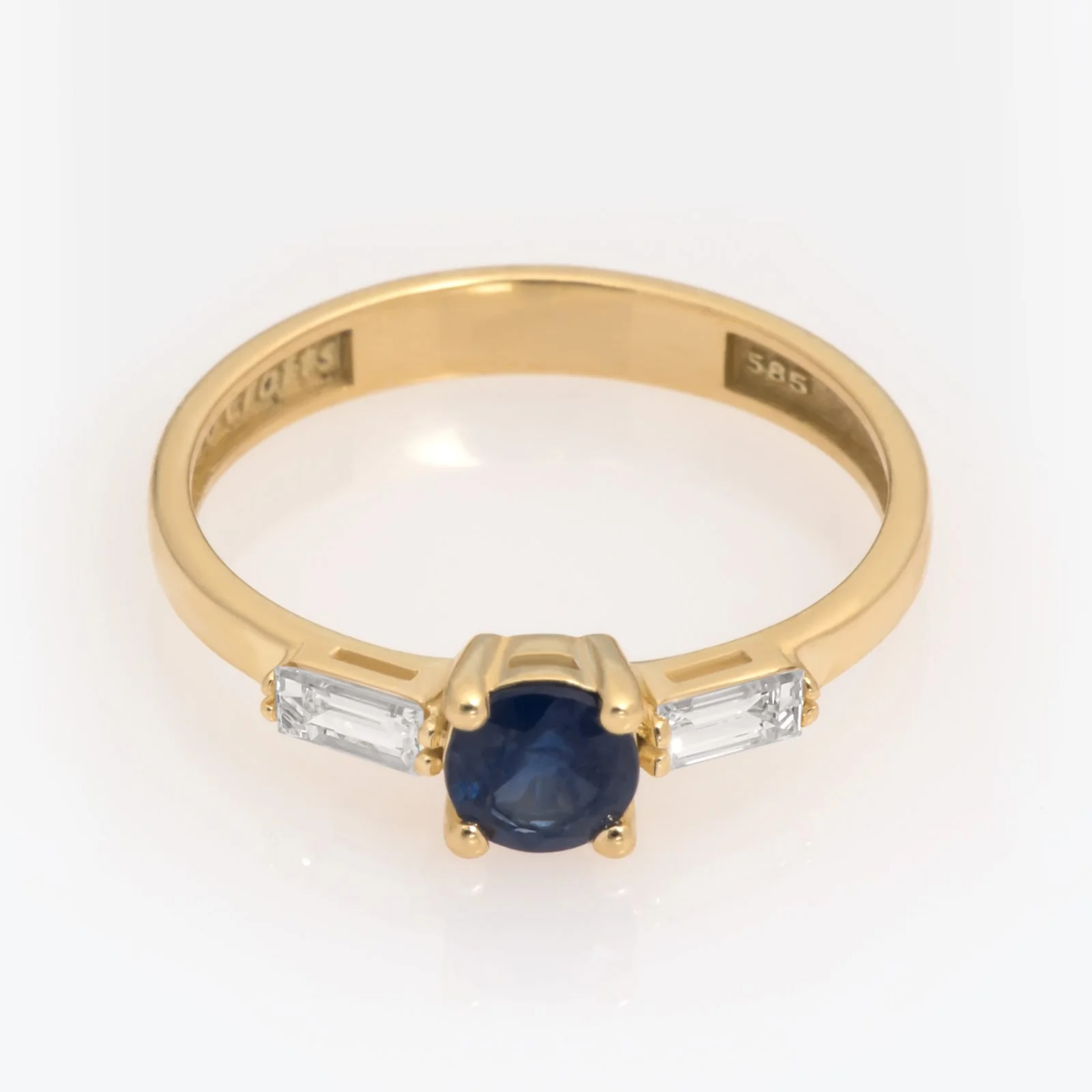 Round Birthstone Ring with 2 Baguete Diamonds — additional product image 3 from AntEva Crafts